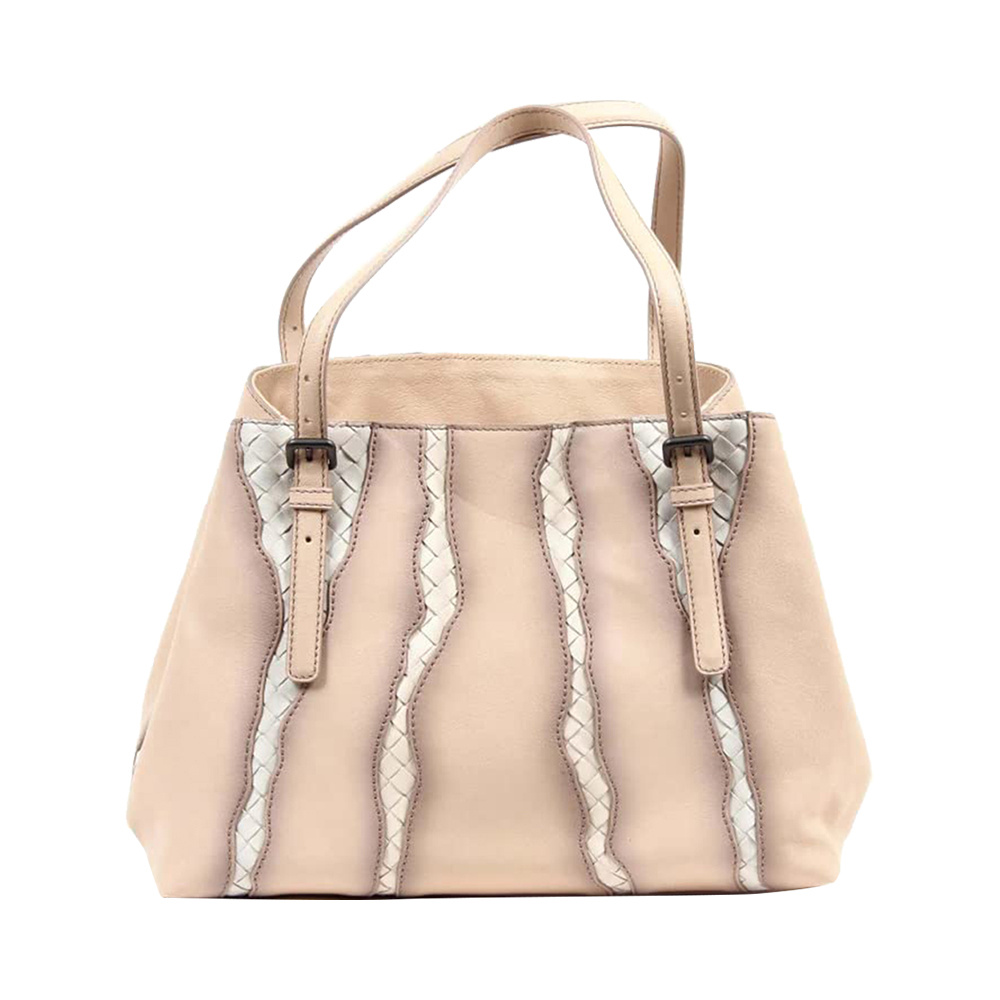 Bottega Veneta Color Blocking Handbag In Nude