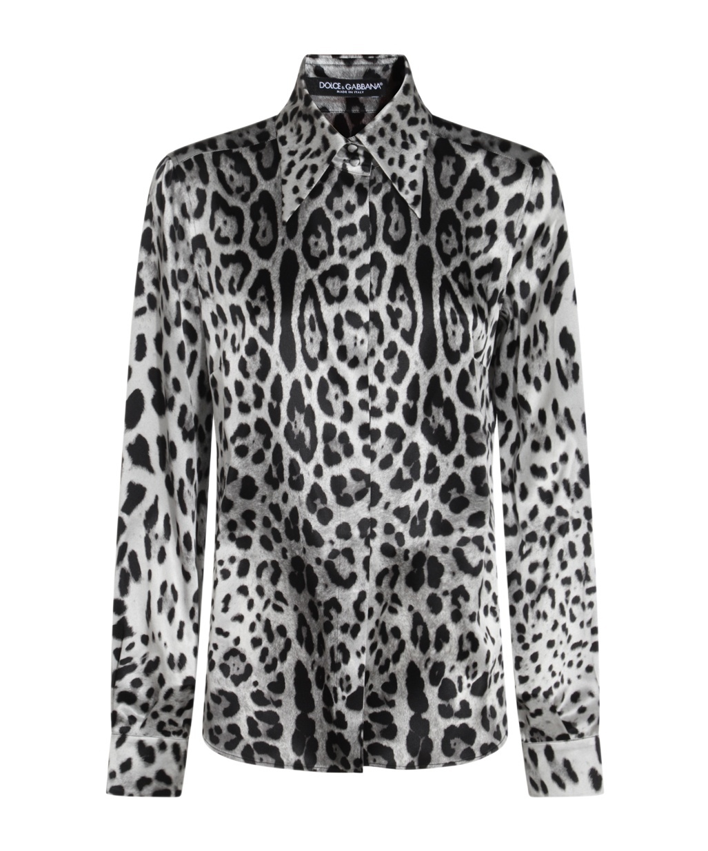 Dolce & Gabbana Animal Print Button Down Blouse In Gray