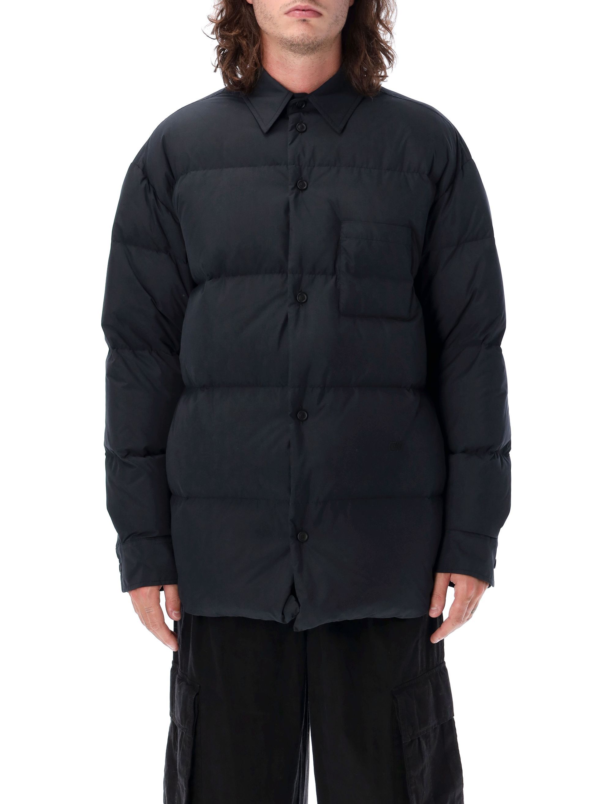 Off-white Off White Men Black Polyester Down Jacket In Black