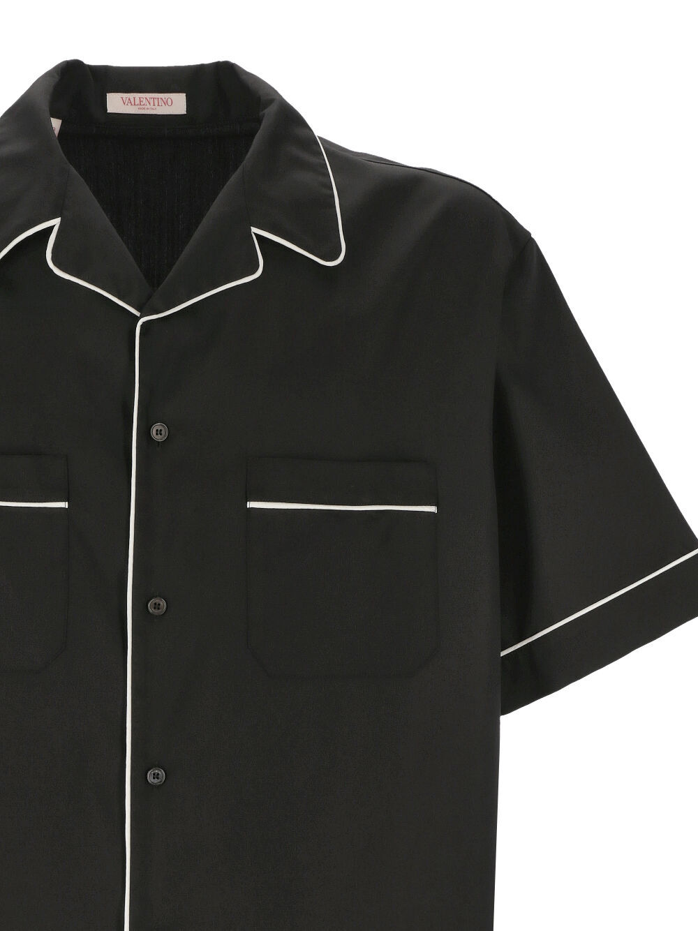 Valentino Short-sleeved Collared Top In Black