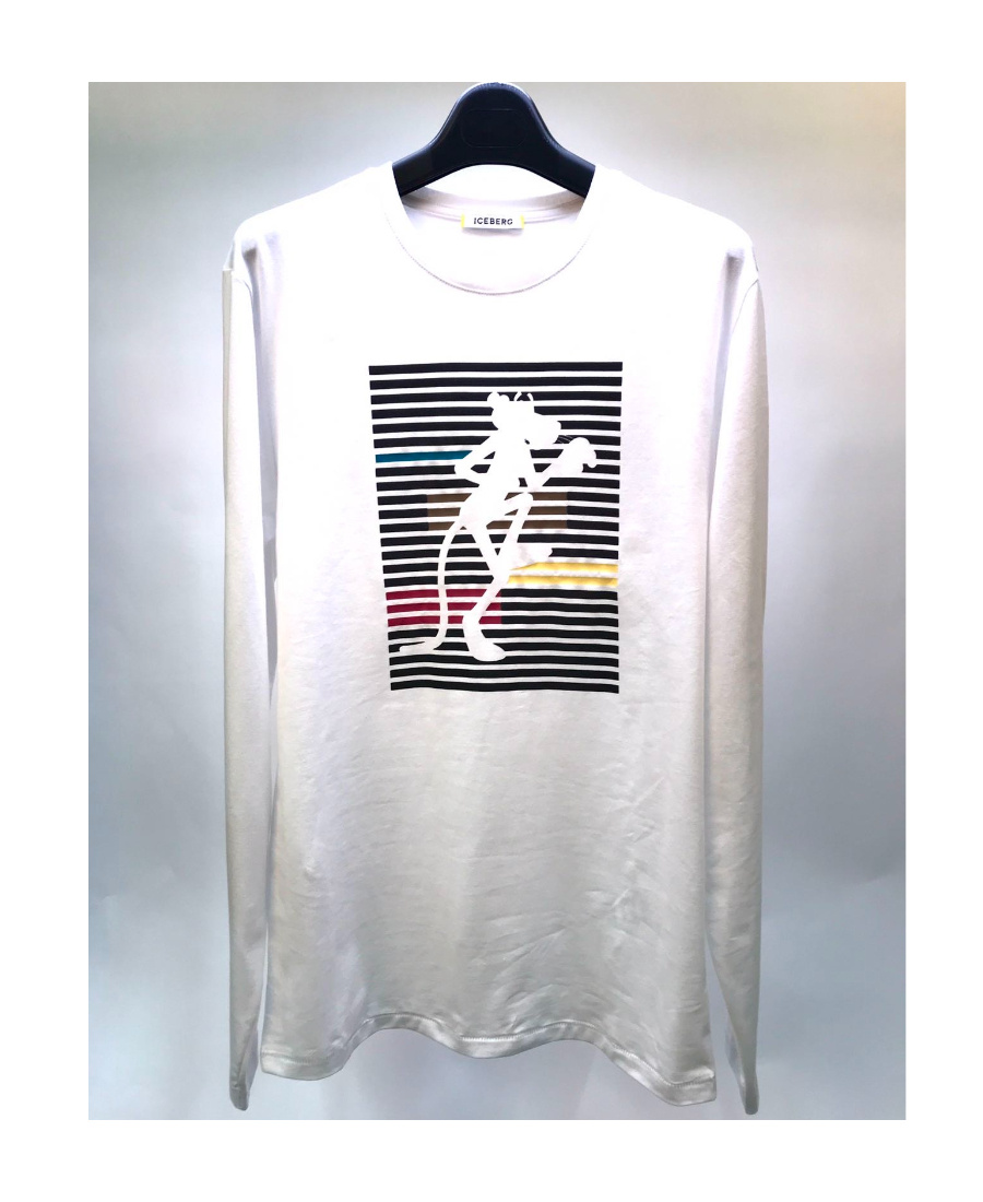 Iceberg T-shirt With Round Neck And Long Sleeves In White