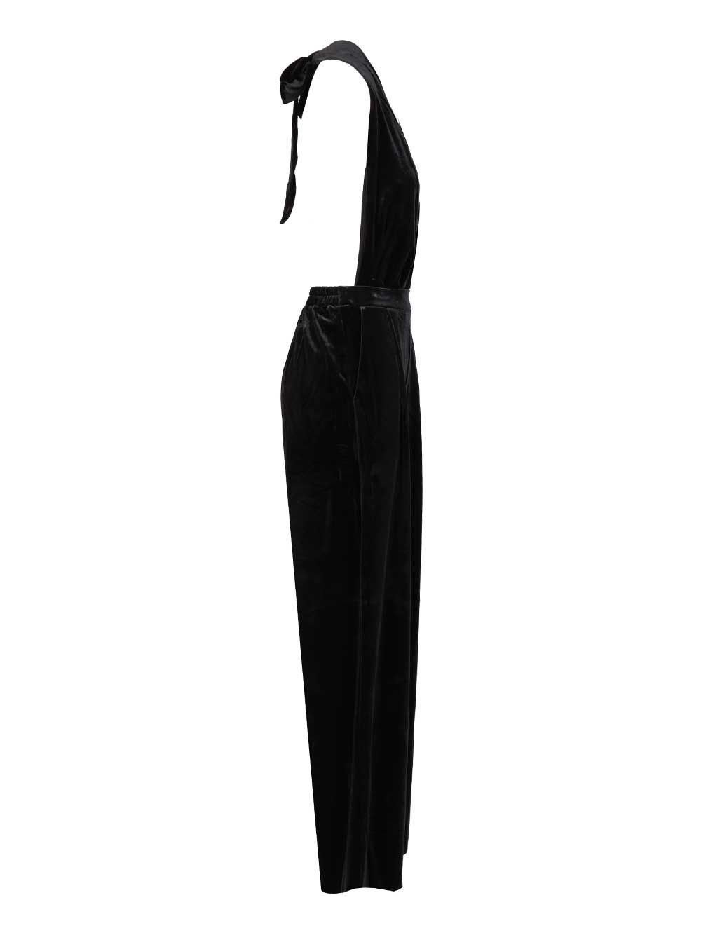 Amazuìn Gily Velvet Jumpsuit Jewelry Black In Black
