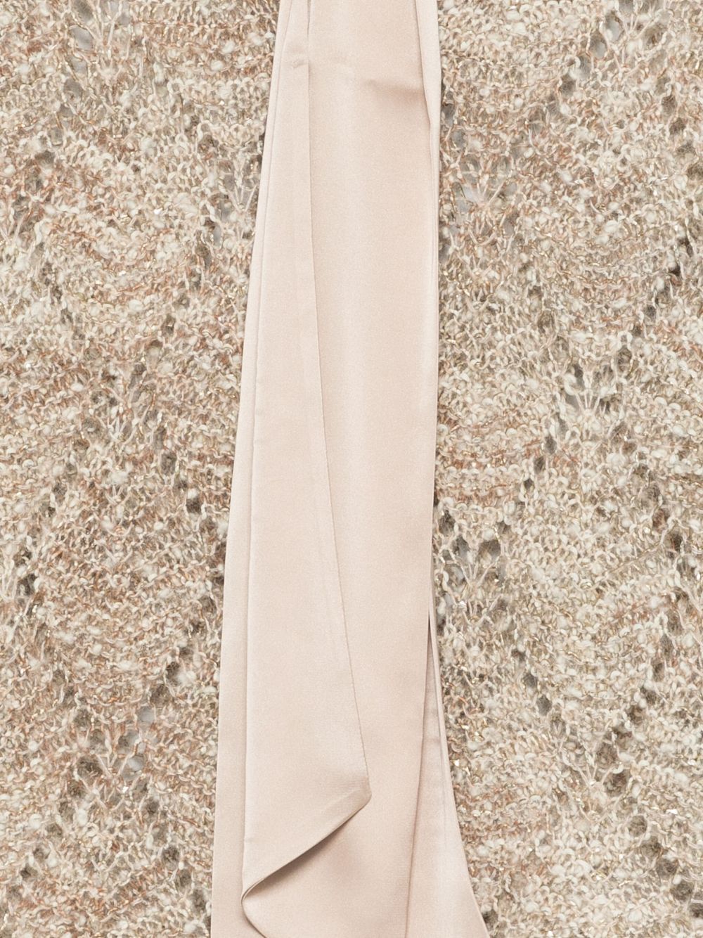 D Exterior Tie-neck Openwork Sweater In Neutral