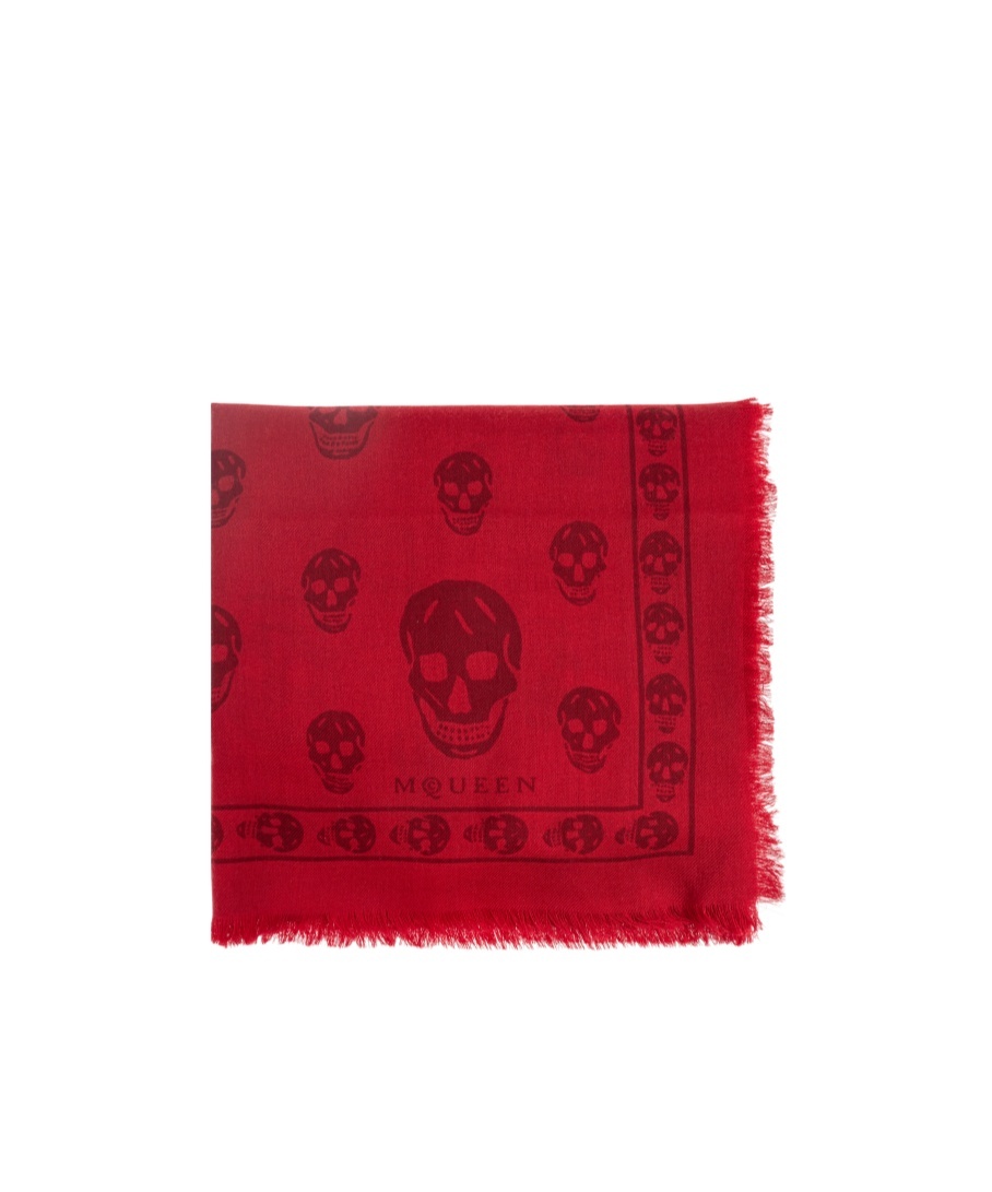 Alexander Mcqueen Skull Pattern Scarf In Red