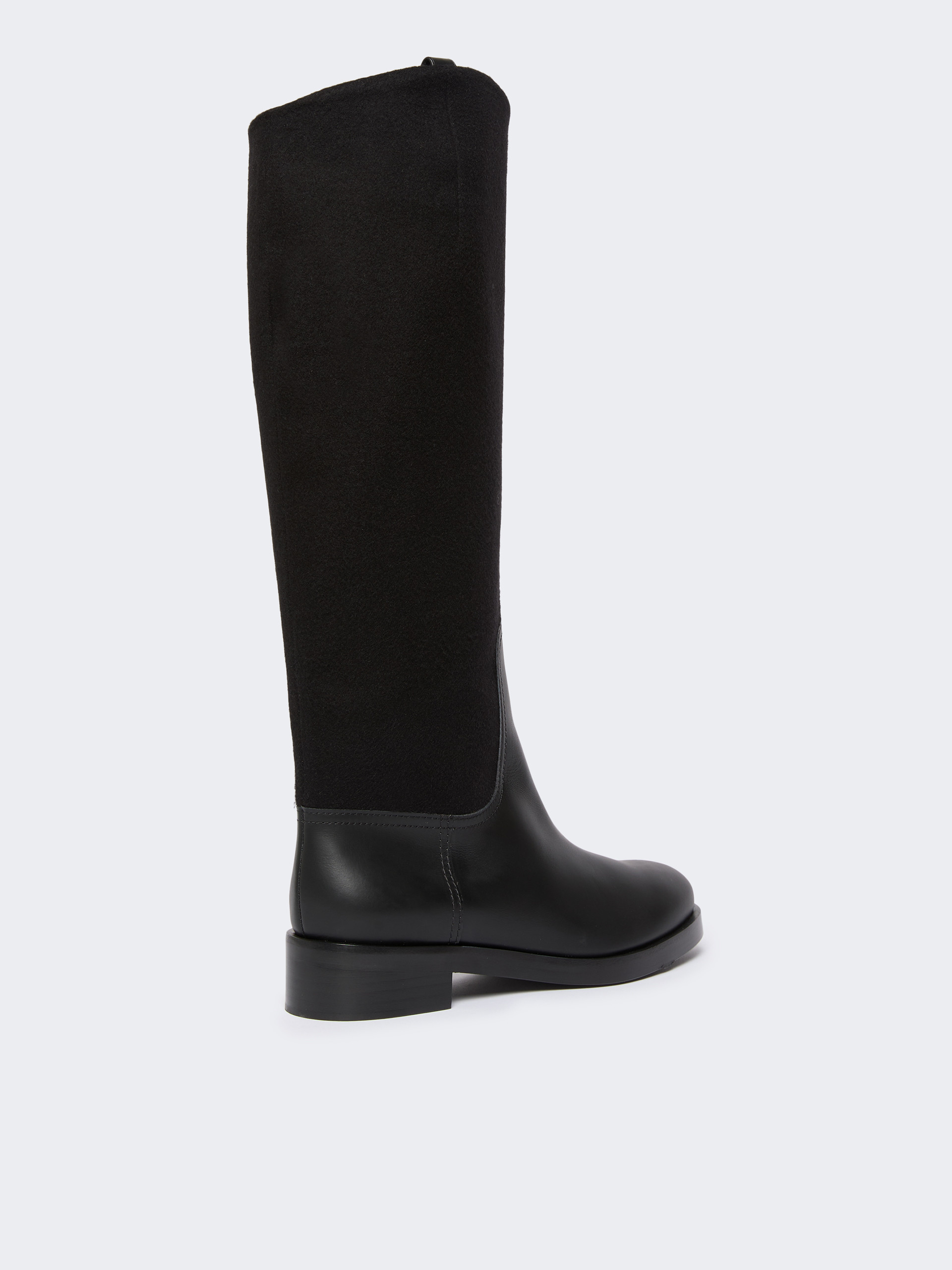 Max Mara Camel And Leather Boots In Black