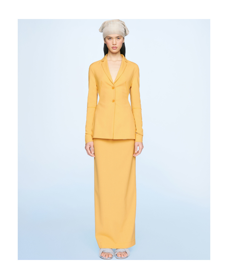 Jacquemus Backless Stretch Suit Coat In Yellow