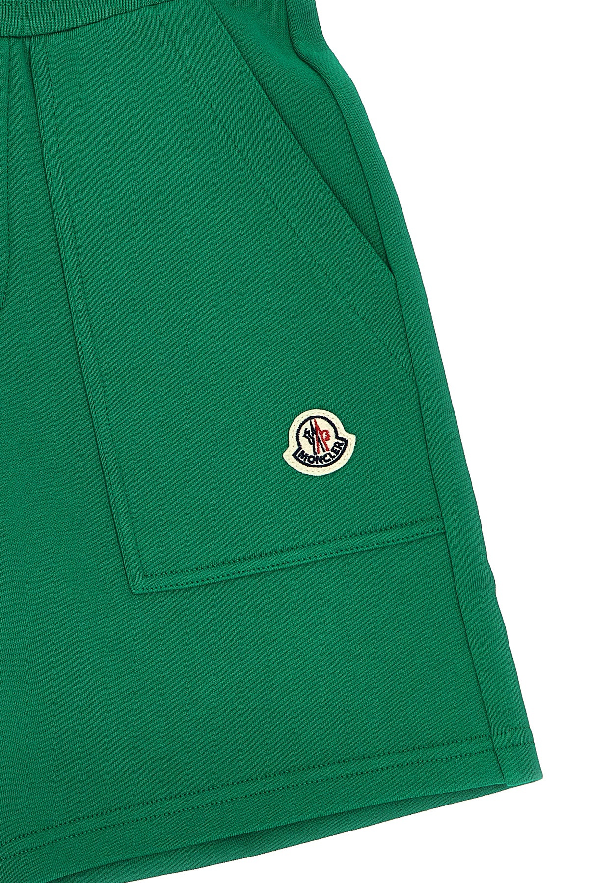 Moncler Logo Patch Bermuda Shorts In Green