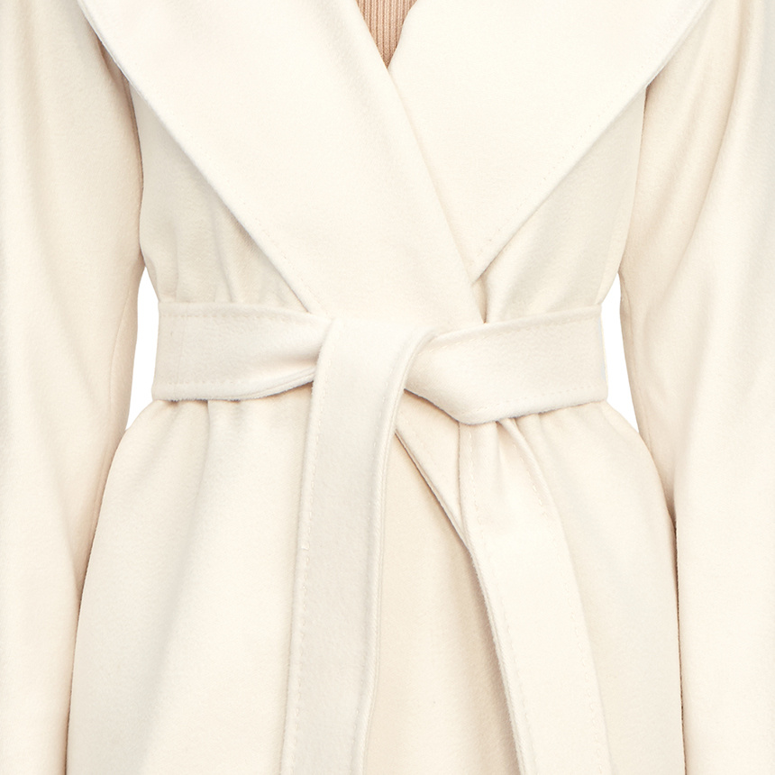 Max Mara Long-sleeved Lapel Coat In White