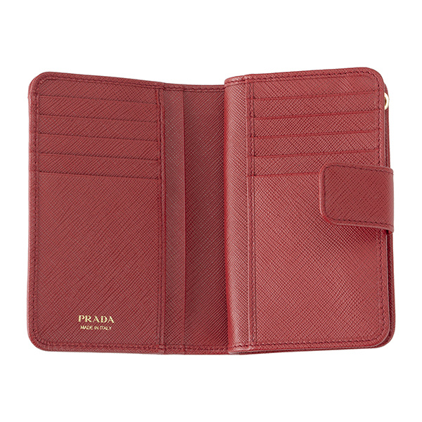 Prada Safiano Logo Wallet In Red