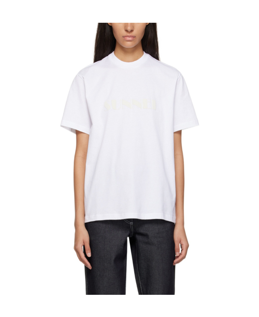 Sunnei T-shirt With Round Neck And Short Sleeves In White