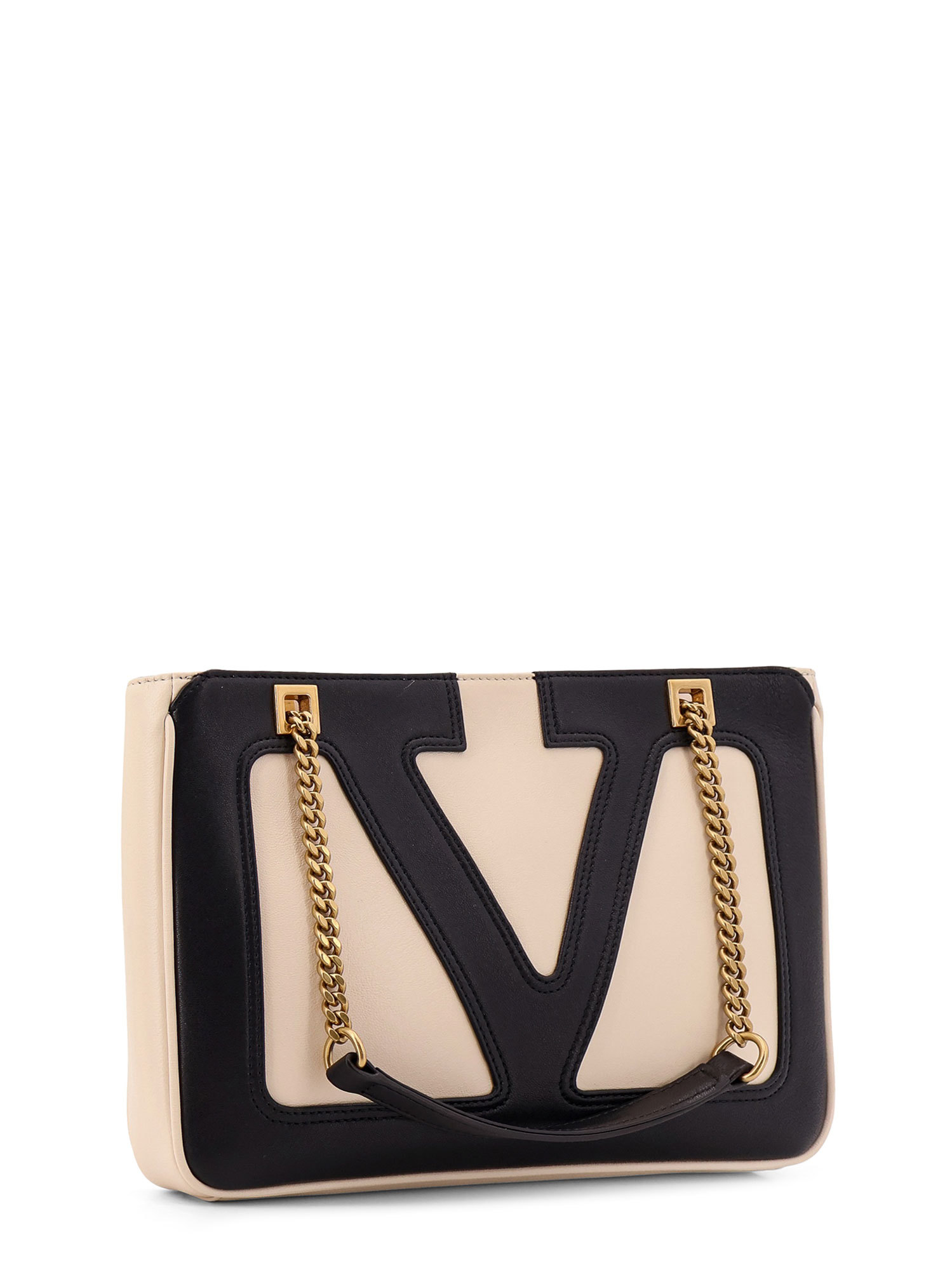 Valentino Superstar Leather Shoulder Bag With Chain Strap In Black