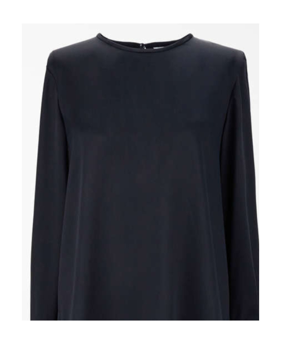 Max Mara Dark Blue Asymmetrical Hem Blouse In Black