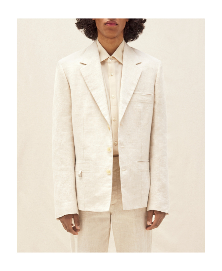 Jacquemus Single-breasted Silk-blend Blazer In White