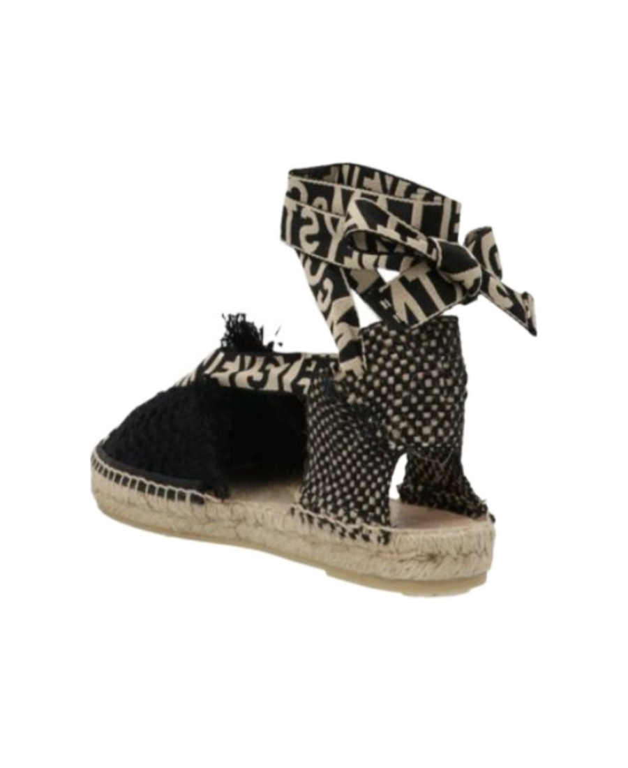 Stella Mccartney Gaia Logo-trim Lace-up Espadrilles In Black
