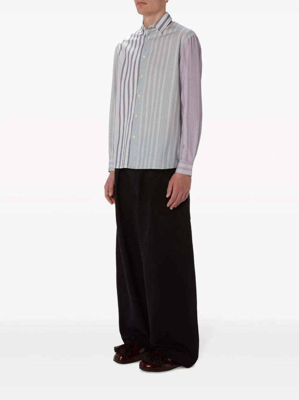 Jw Anderson Striped Cotton Poplin Shirt In Gray