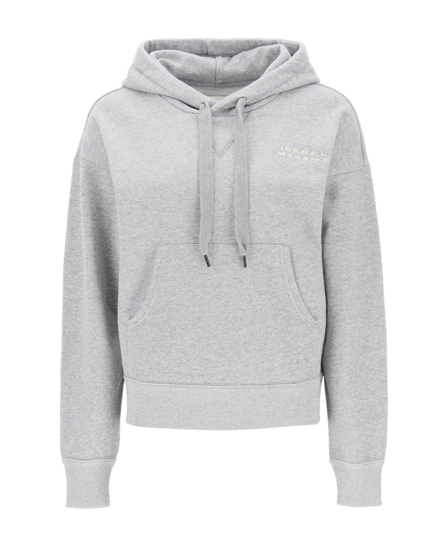 Isabel Marant Sylla Logo Embroidered Drawstring Hoodie In White