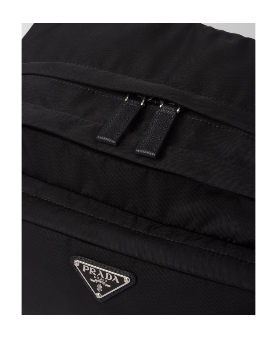 Prada Nylon Backpack With Top Handle And Front Zip In Black