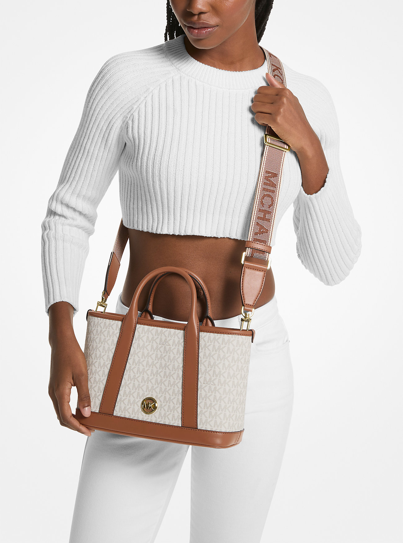 Michael Michael Kors Luisa Small Signature Logo Bag In Brown