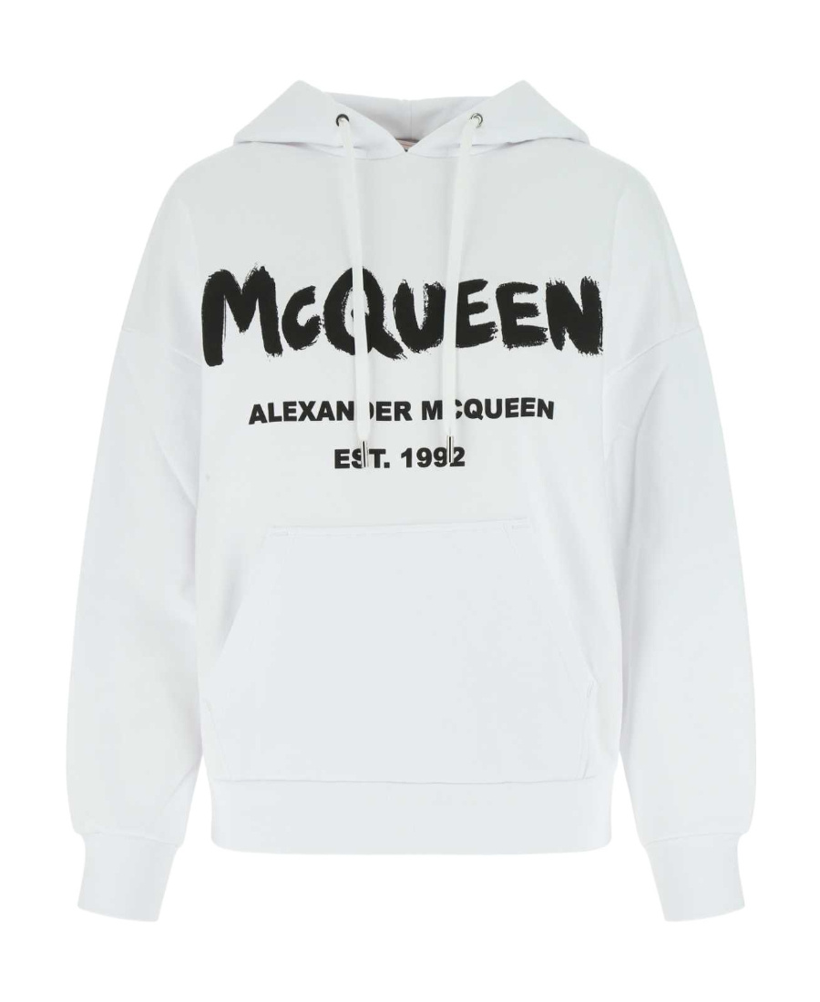 Alexander Mcqueen Logo-print Drawstring Hoodie In White