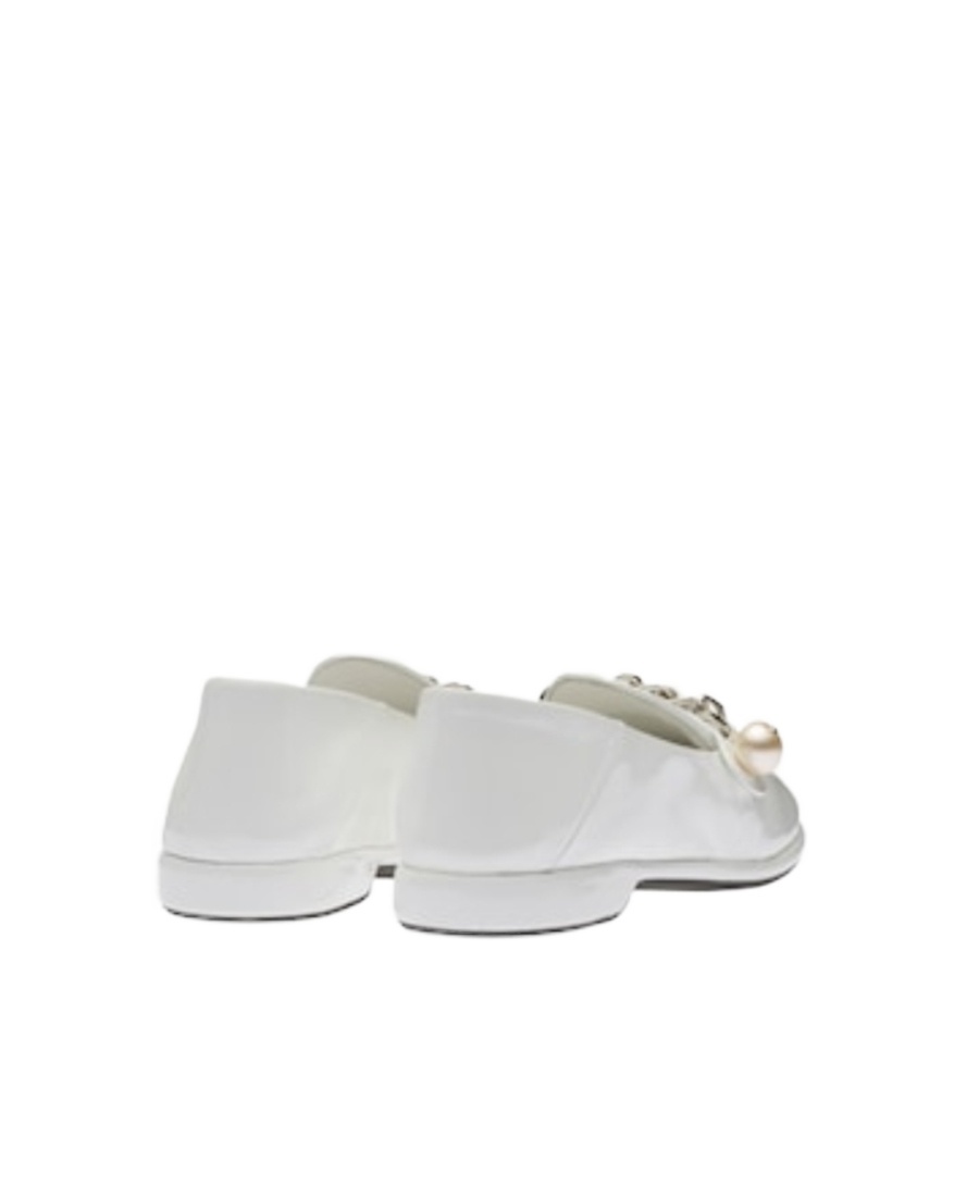 Miu Miu Wear Loafers With Round Head And Flat Bottom In White