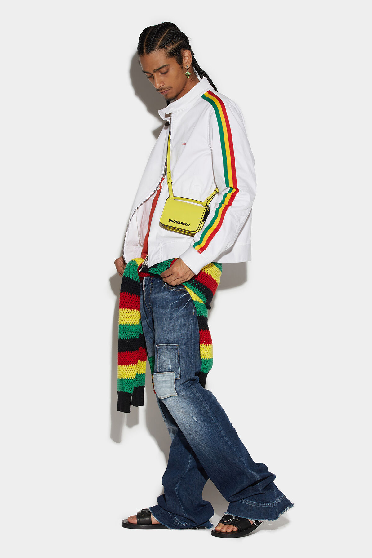 Dsquared2 Patchwork Wide-leg Jeans In Multicolor