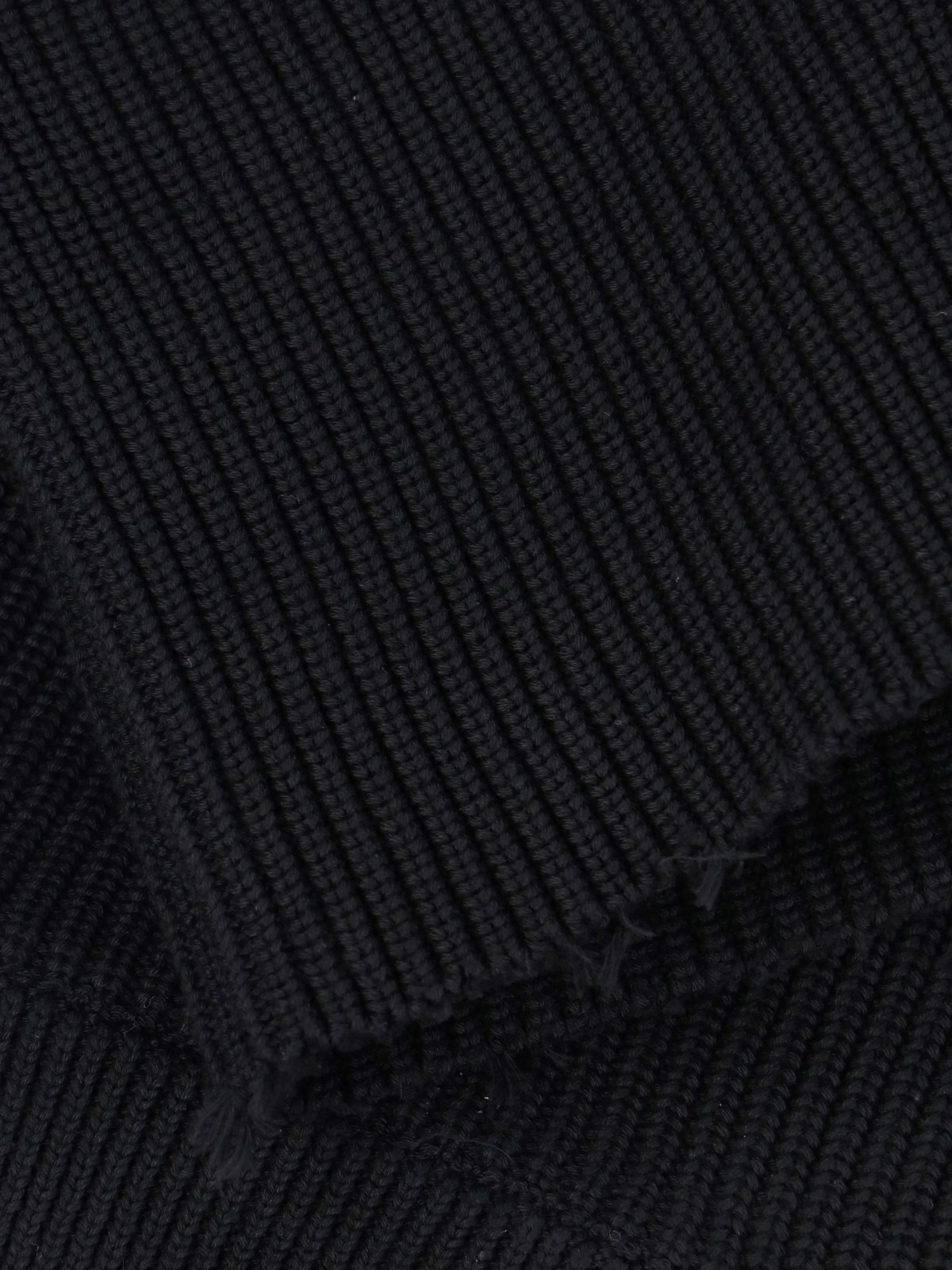 Mm6 Maison Margiela Ribbed Cotton Zip-up Cardigan In Black
