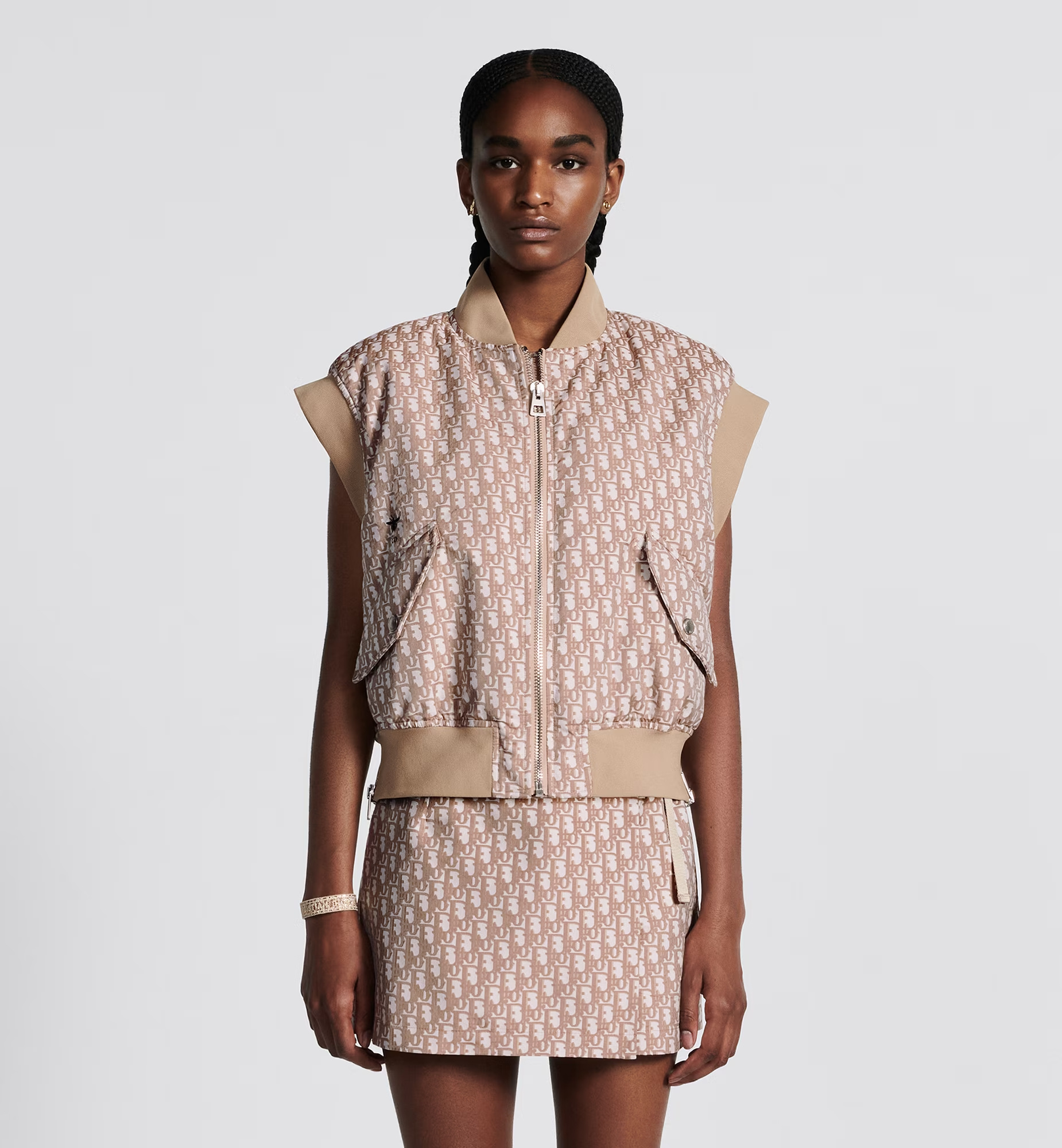 Dior Zipper Sleeveless Vest In Nude