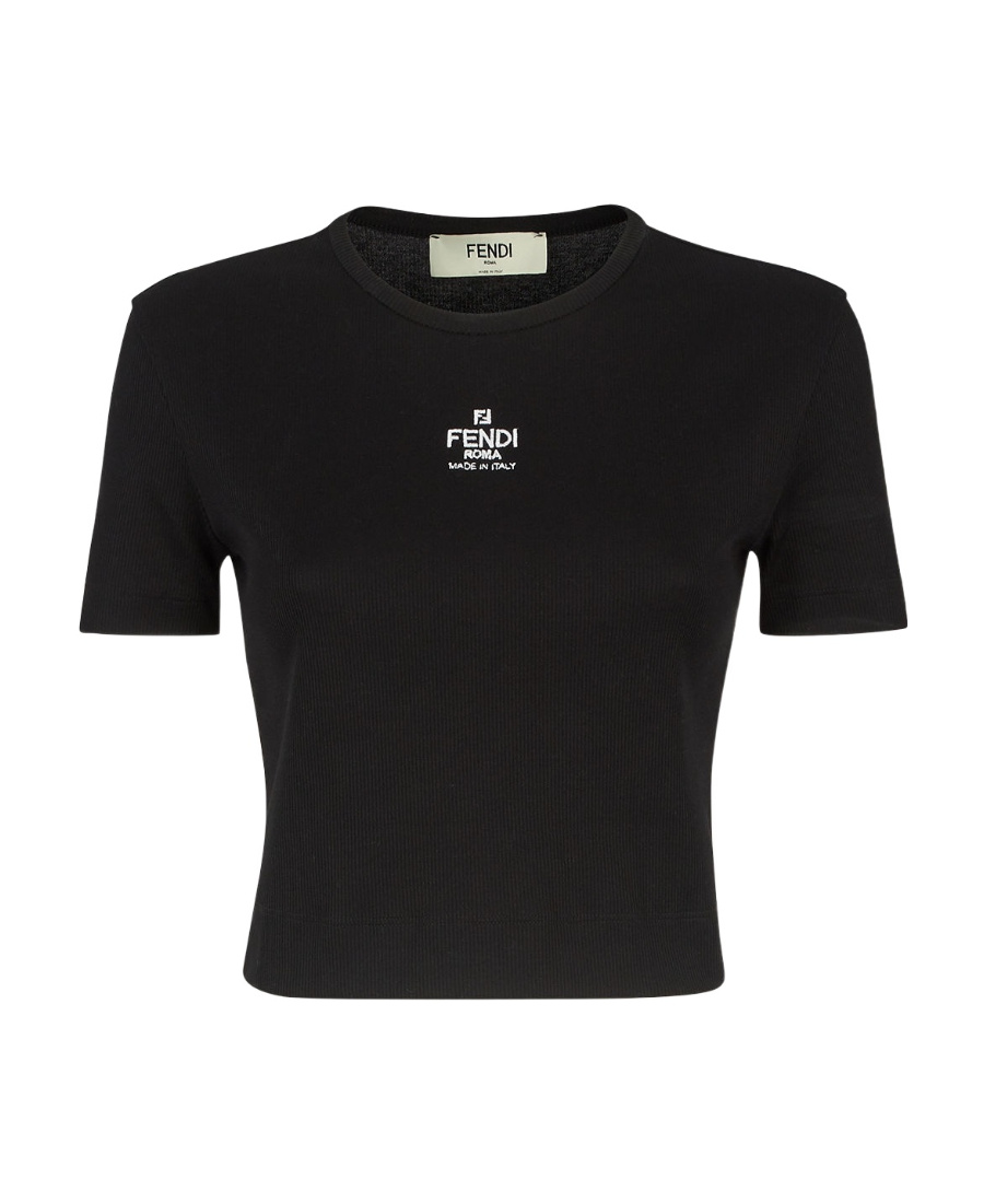 Fendi Women Black Stretch Cotton T-shirt In Black