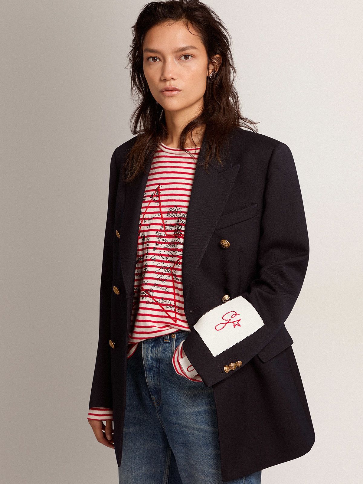 Golden Goose Diva Double-breasted Jacket In Black