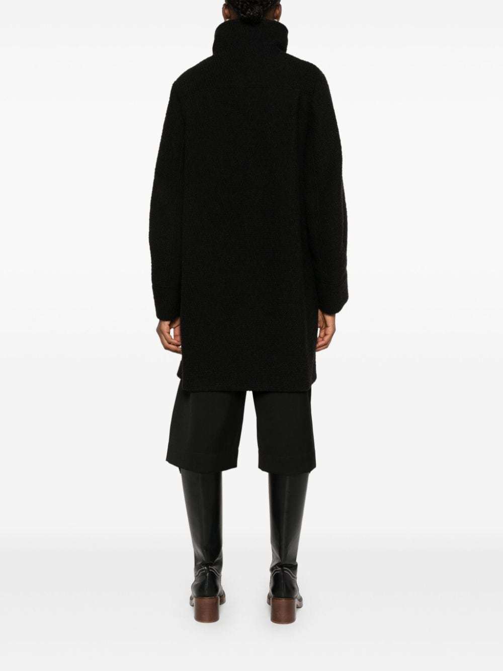 Fay Long Wool Double-breasted Coat In Black