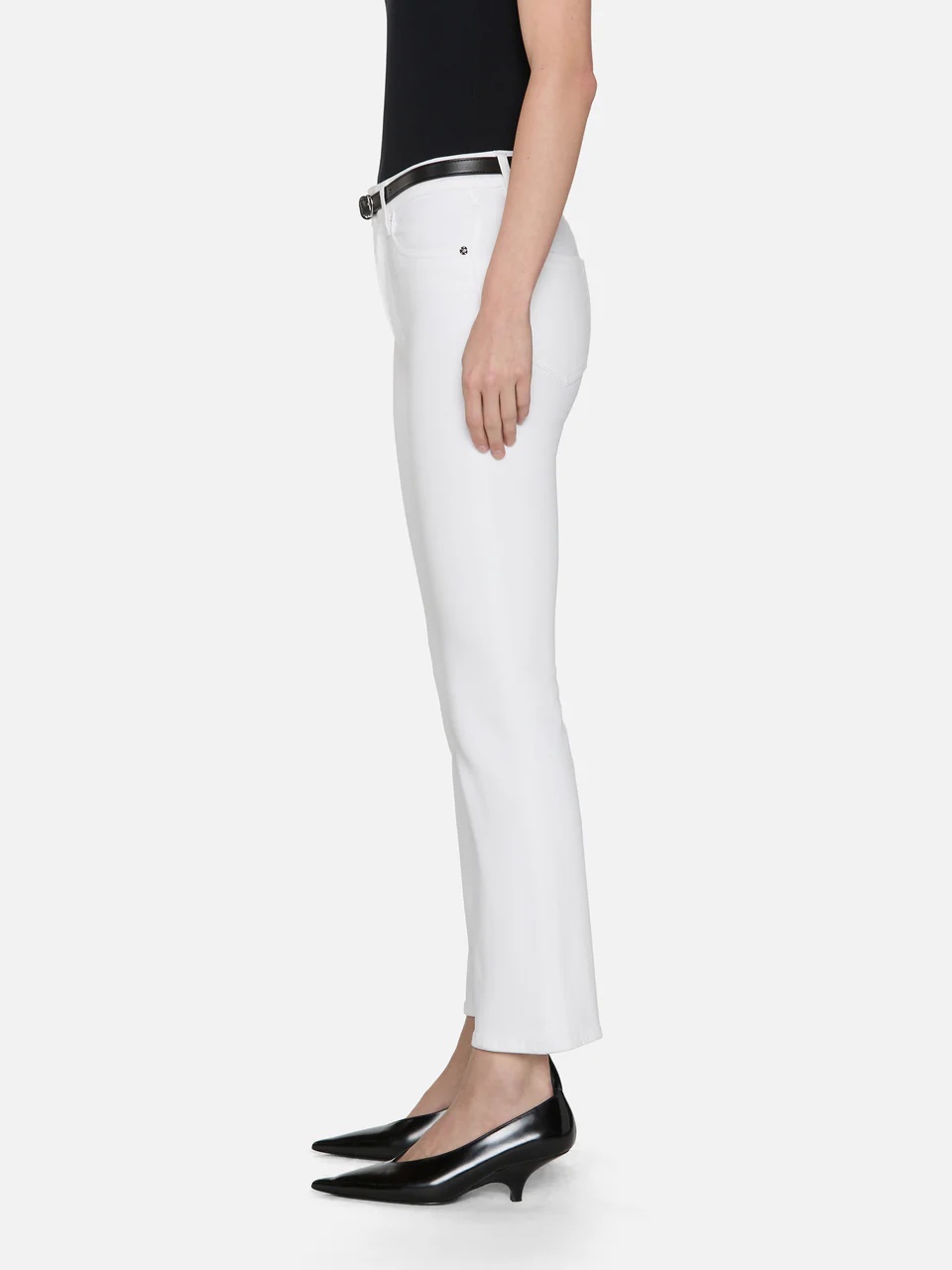 Frame High-waisted Flared Casual Pants In White
