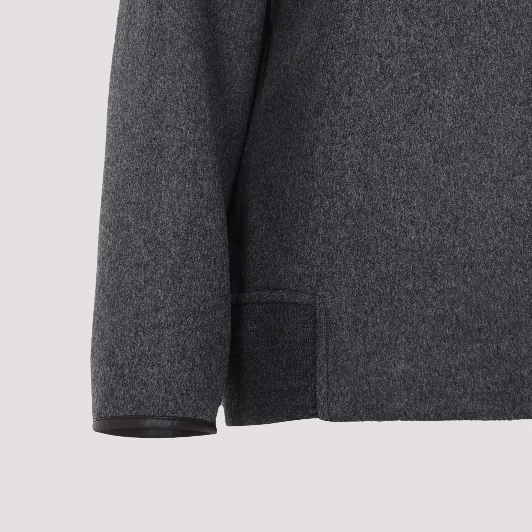 Bottega Veneta Wool Jacket With Hood And Leather Trim