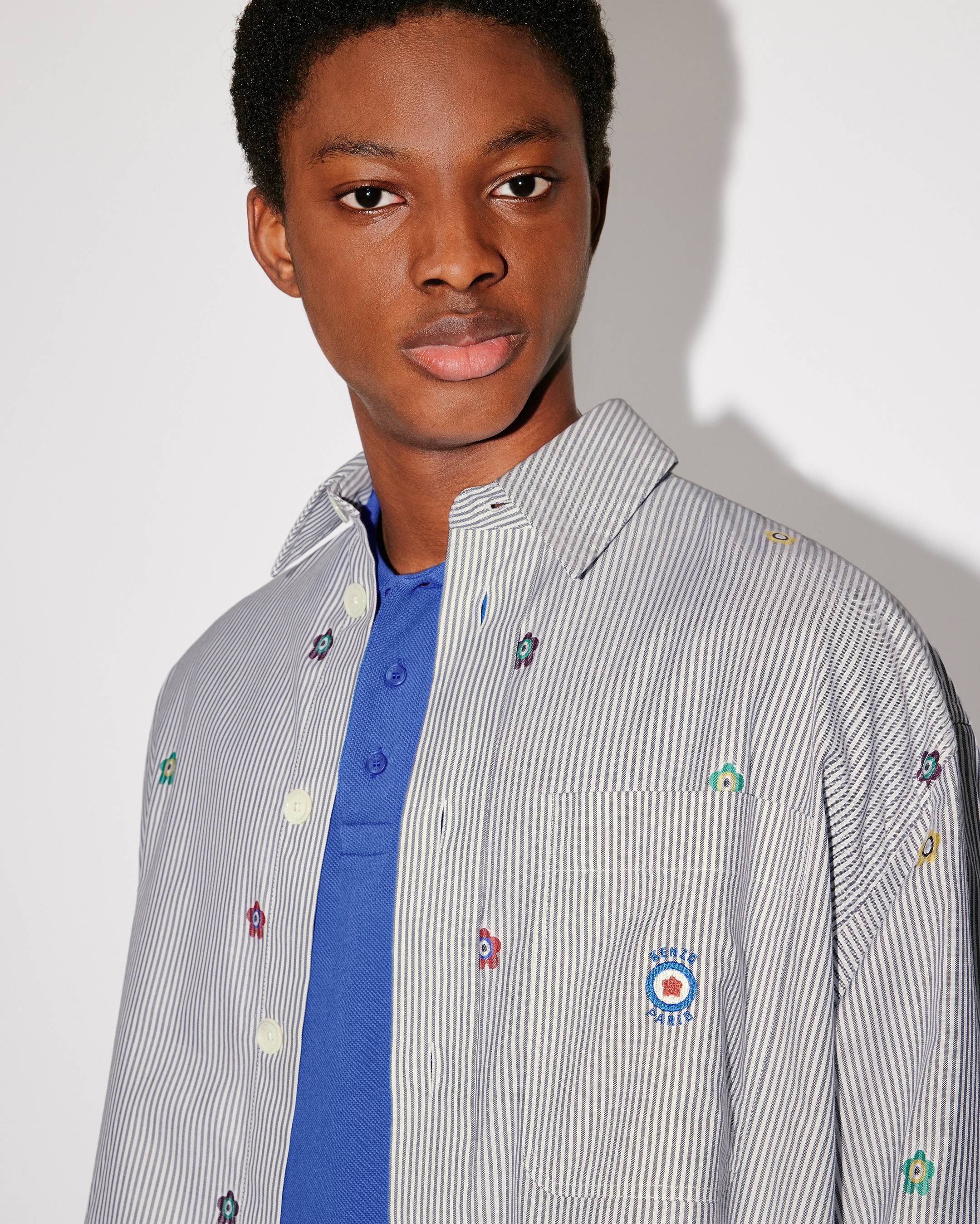 Kenzo Target Oversized Striped Shirt In Gray