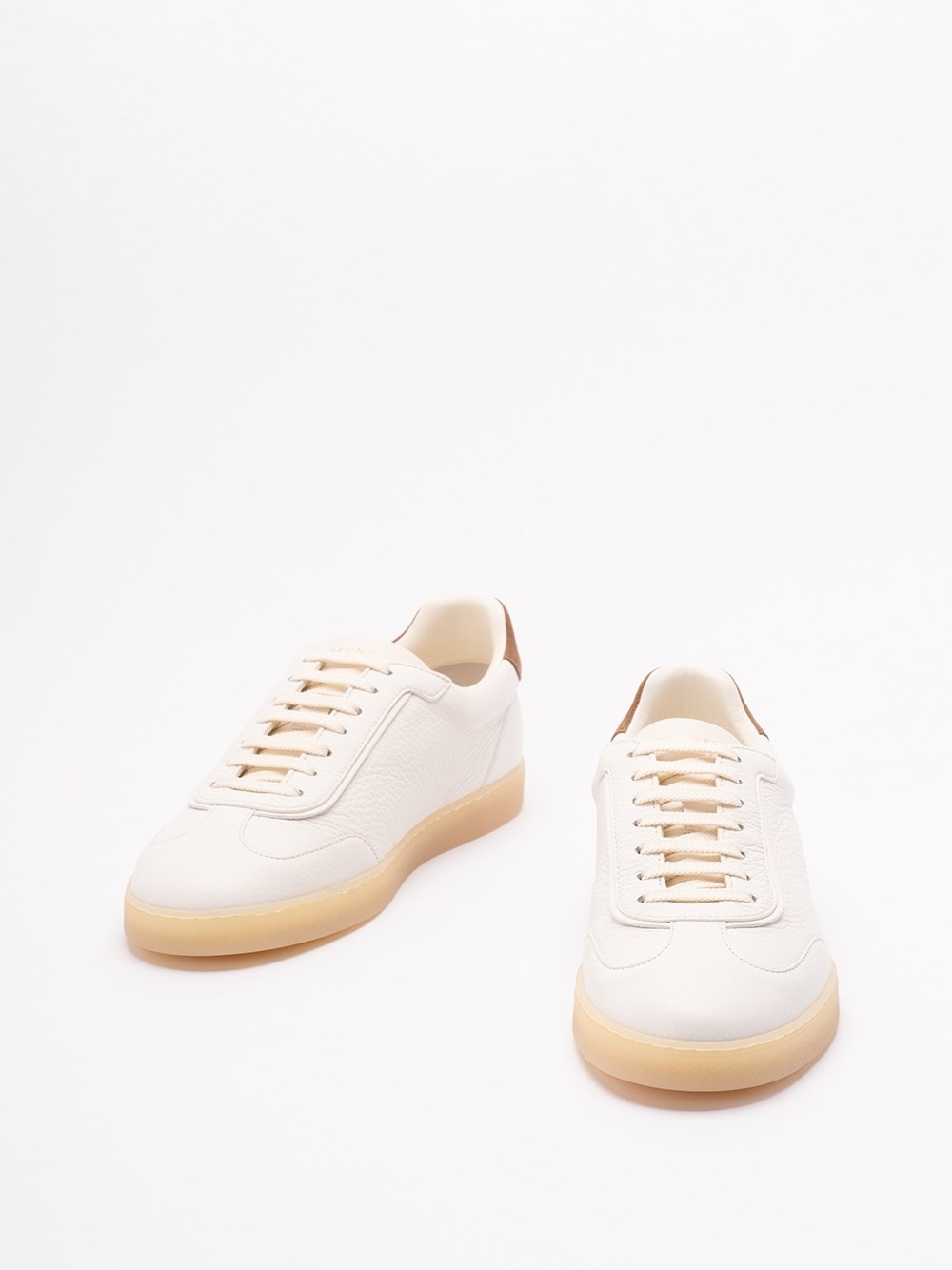 Brunello Cucinelli Branded Heel-counter Cotton Sneakers In White
