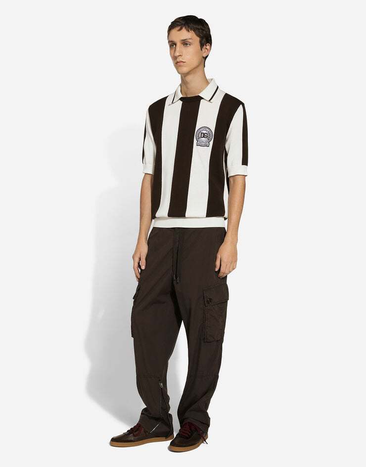 Dolce & Gabbana Black And White Cotton Track Pants In Black