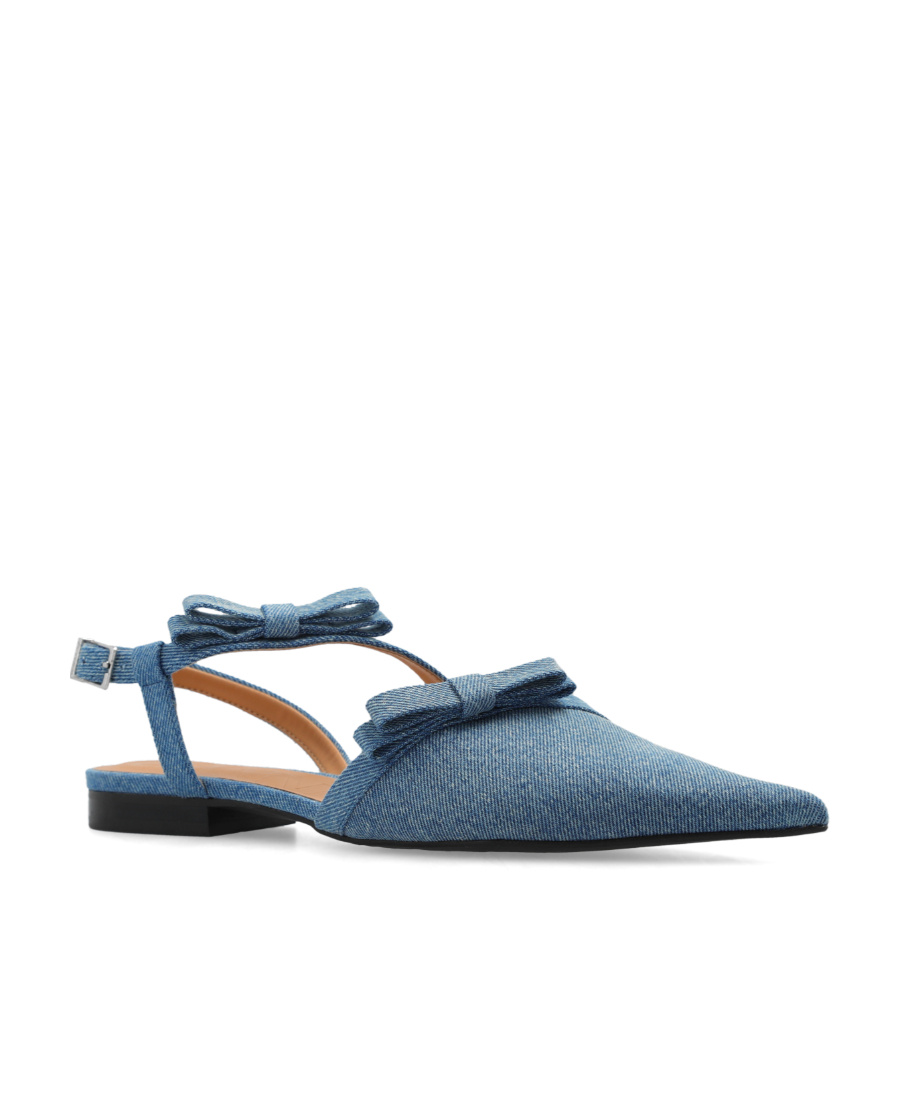 GANNI BOW-DETAILING POINTED-TOE BALLERINA SHOES