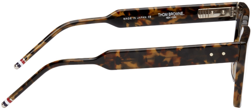 Thom Browne Tortoiseshell Logo Square Mirror In Black
