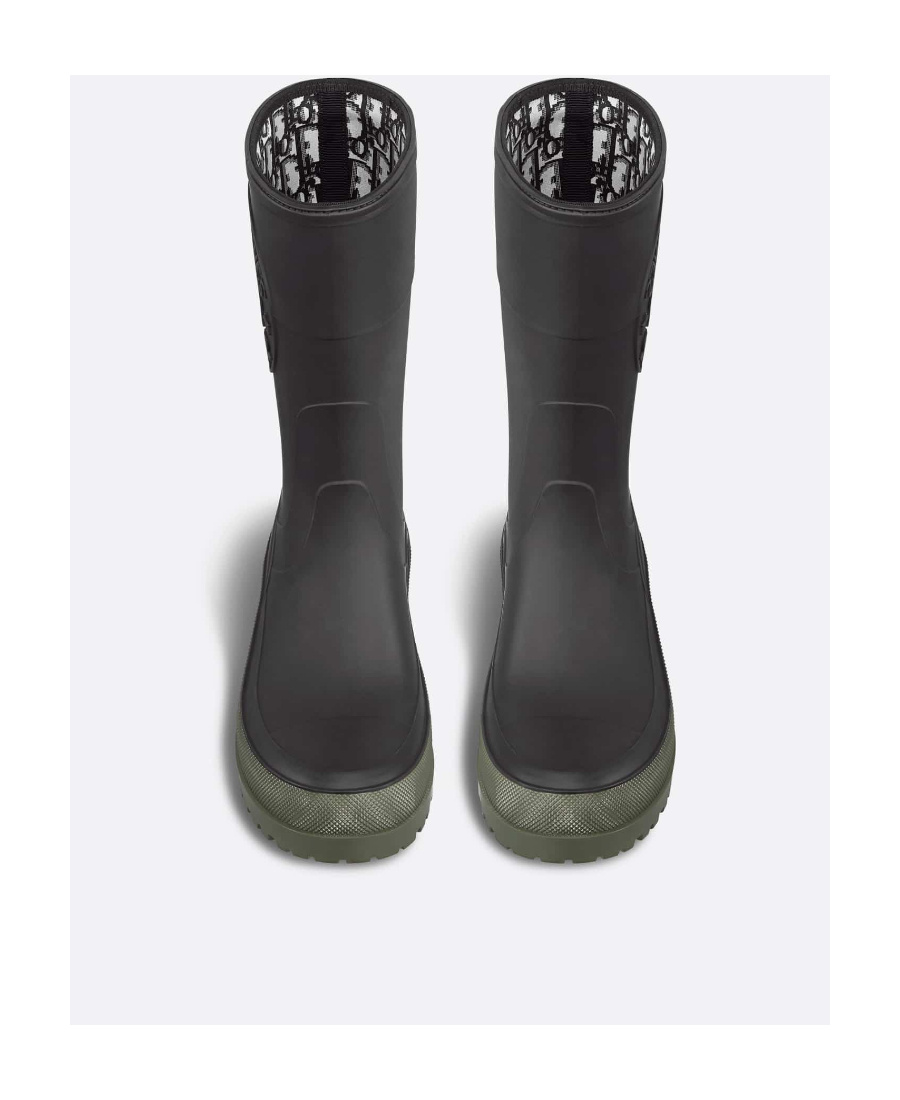 Dior Logo Embossed Round Toe Rain Boots In Black