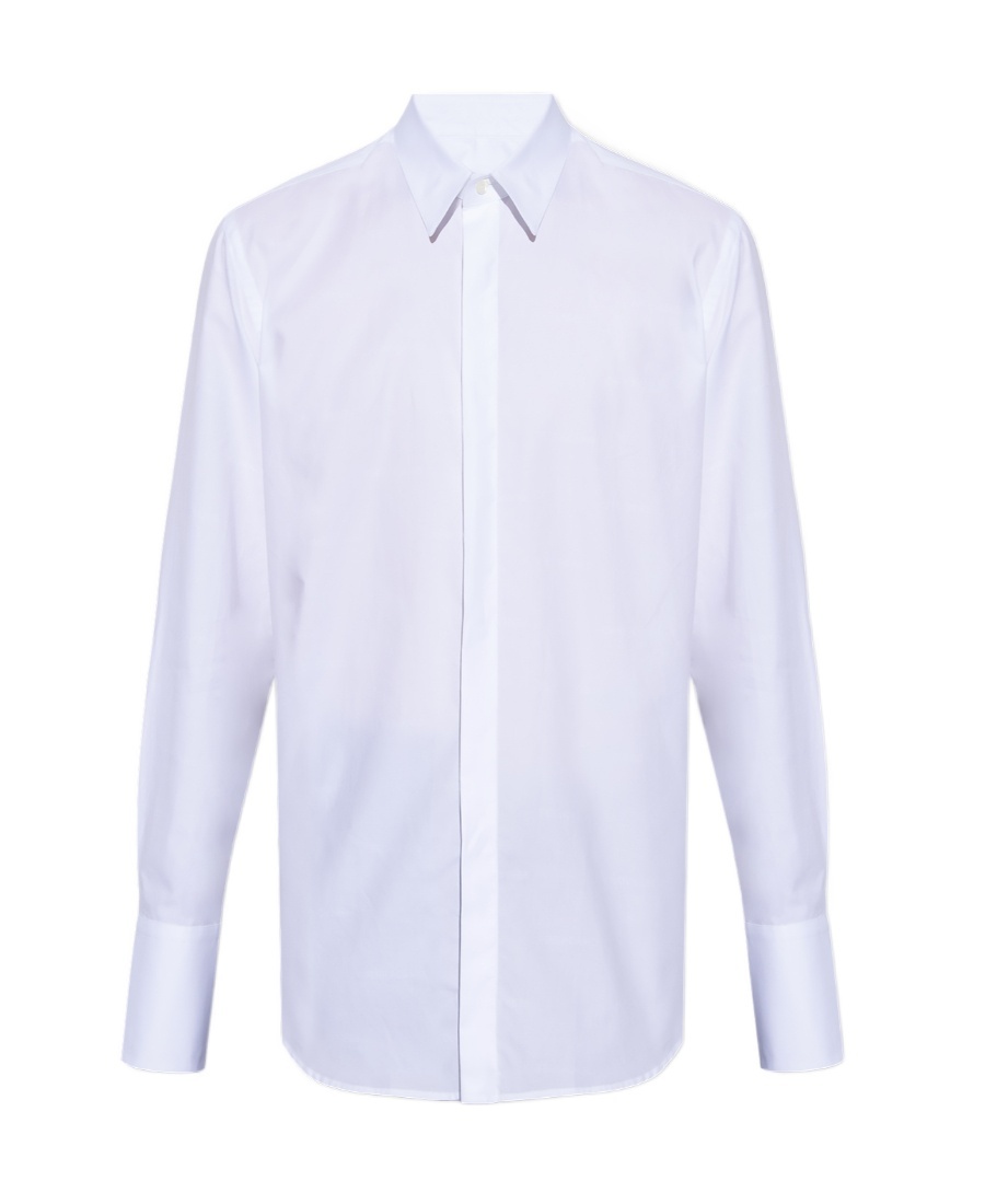 Ferragamo Lapel Long-sleeved Shirt In White