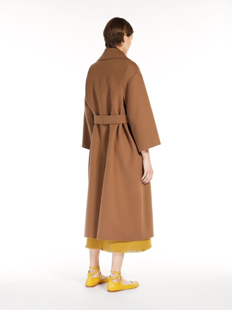 Max Mara Canneti Double Breasted Wool-cachemere Double Drap Long Coat Coats Brown In Brown