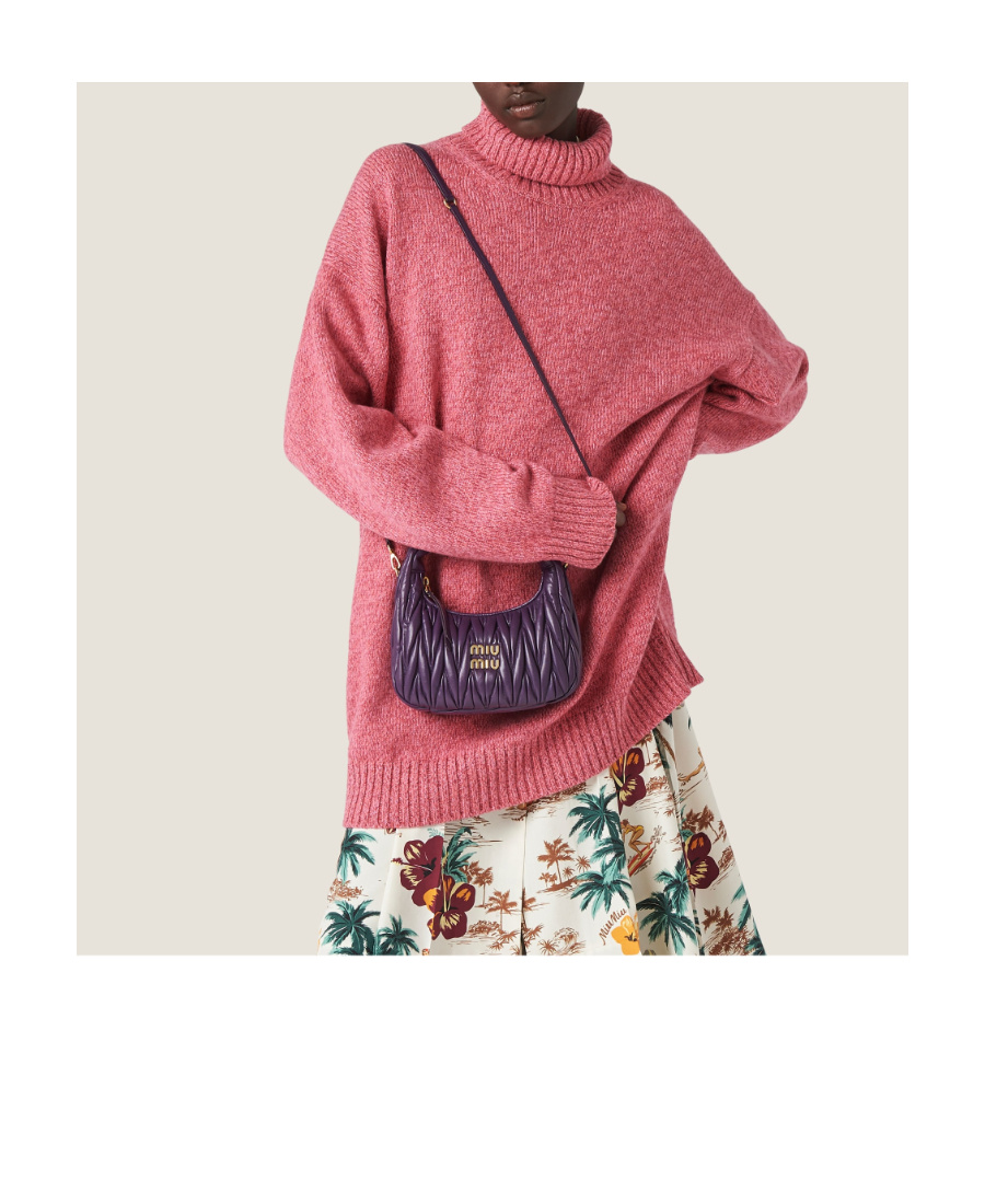 Miu Miu Mini Wander Quilted Leather Hobo Bag In Purple