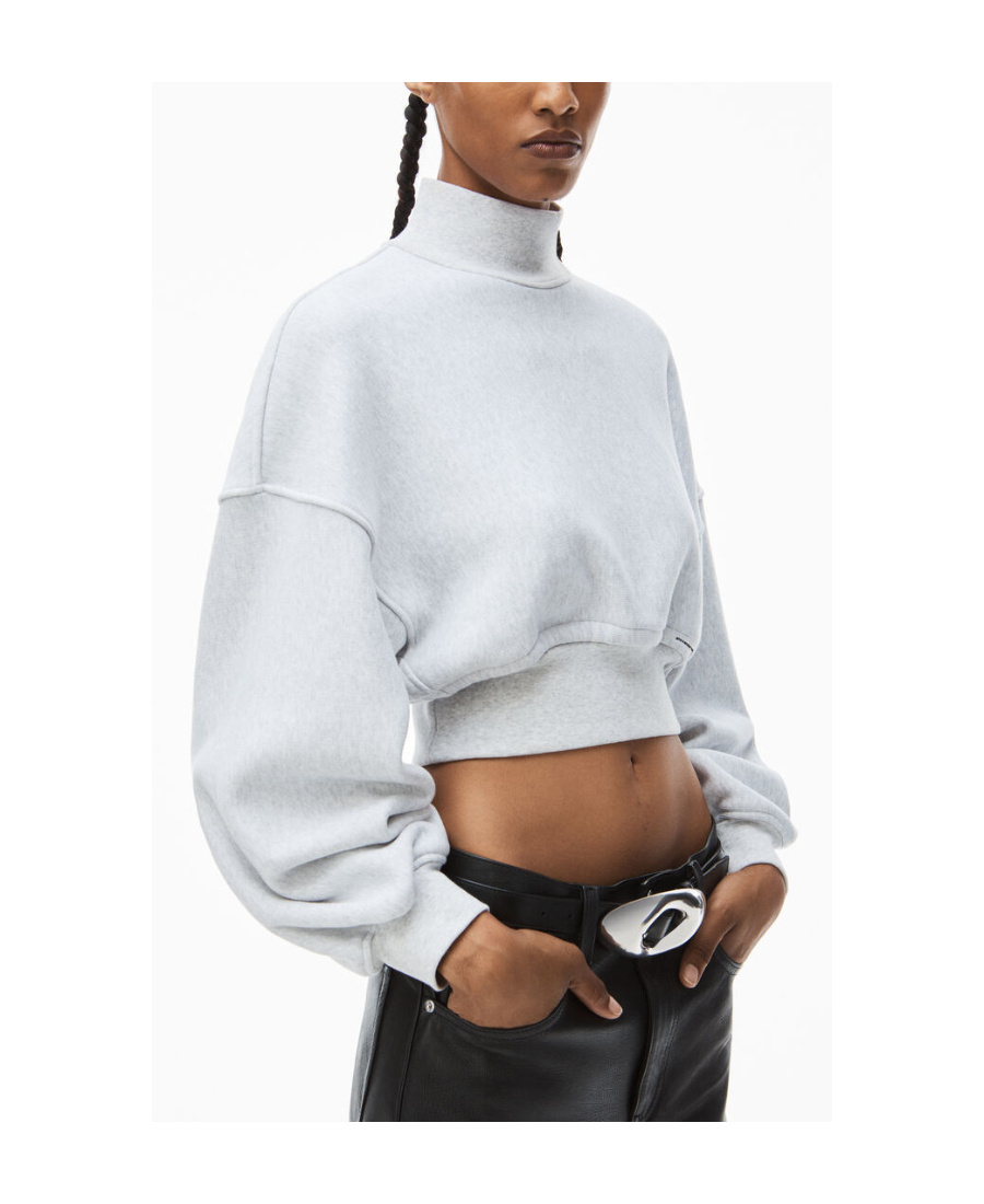 Alexander Wang Mock-neck Cropped Sweatshirt In White