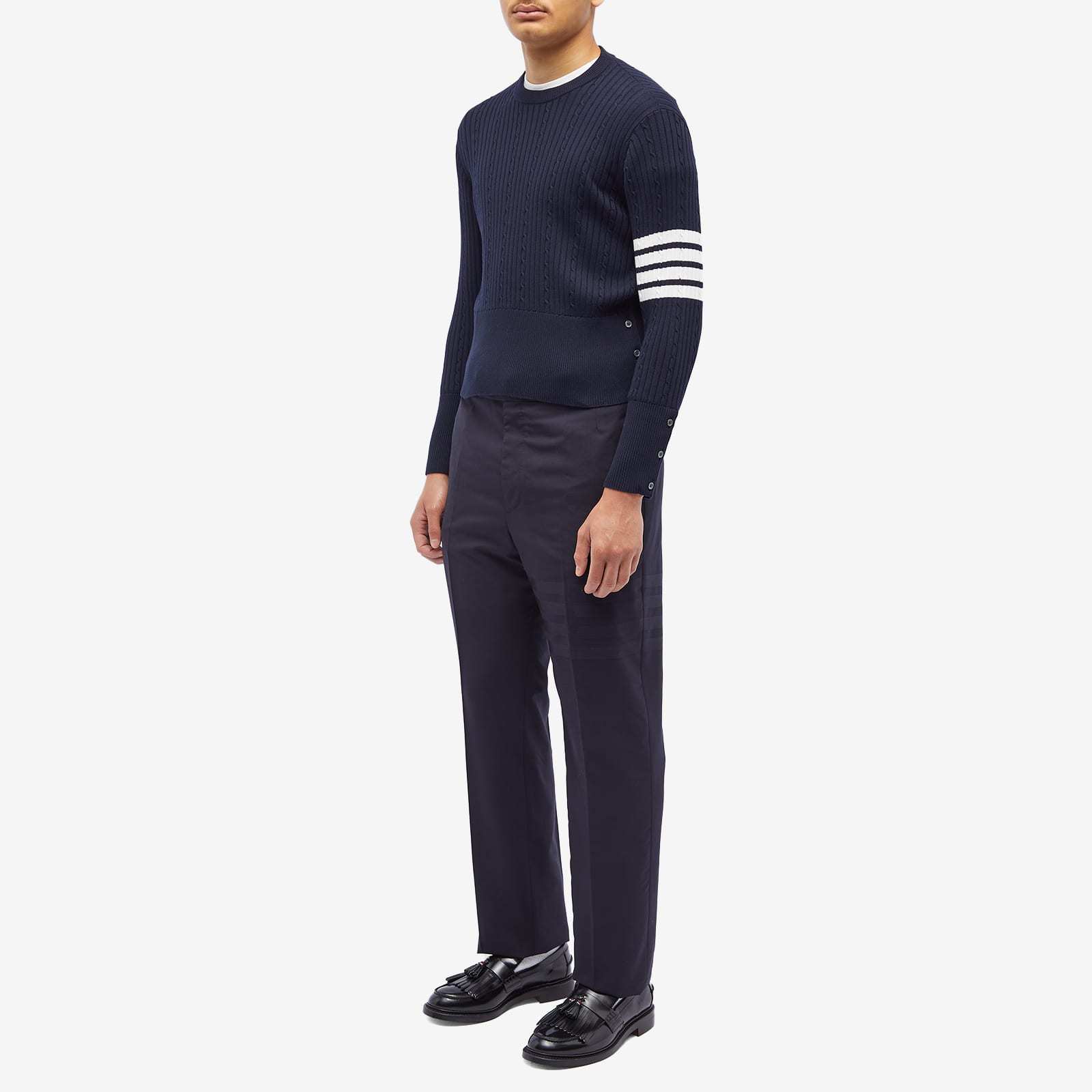 Thom Browne Cropped 4-bar Stripe Wool Trousers In Black