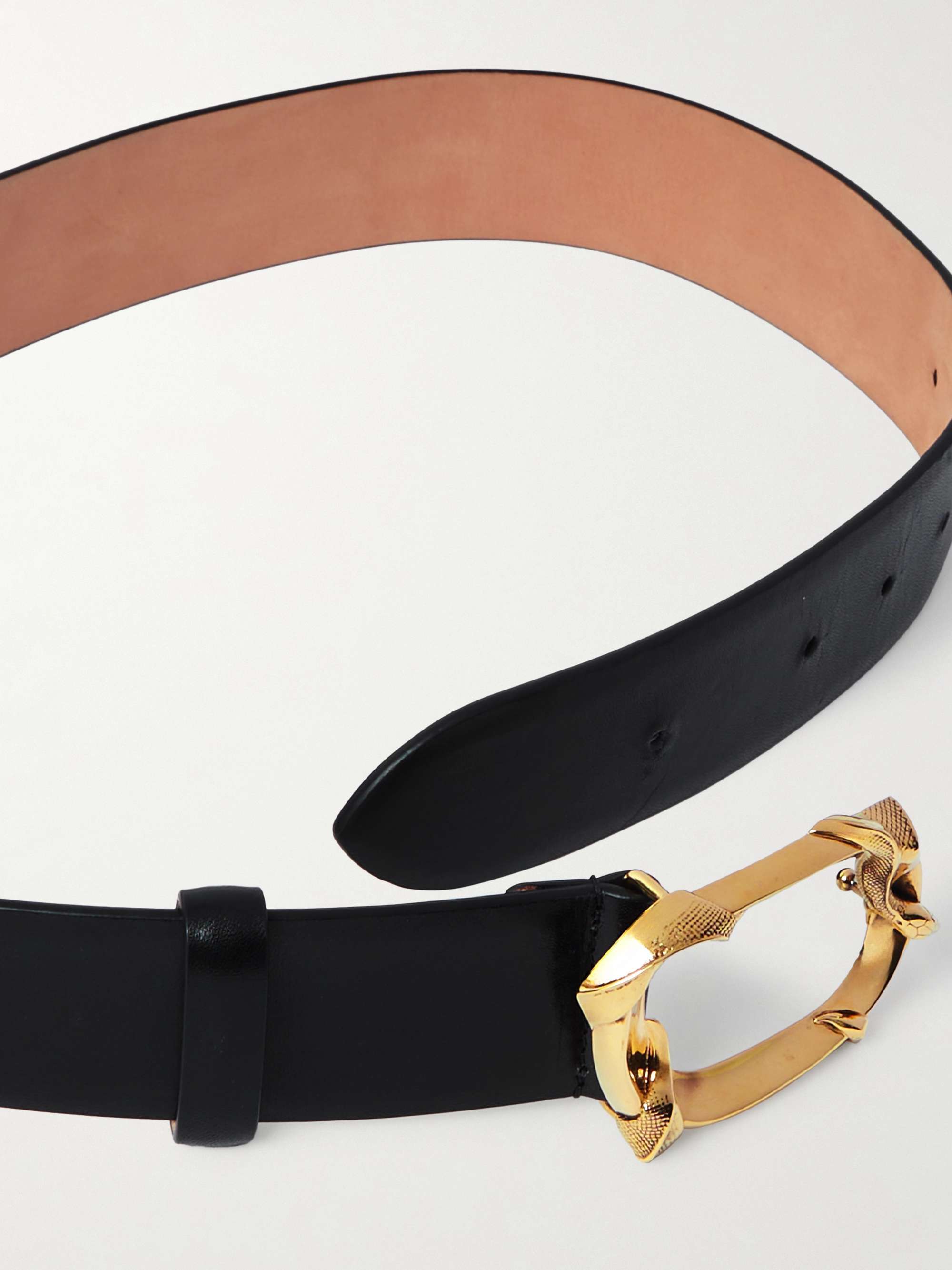 Alexander Mcqueen Black Wrapped Snake Buckle Belt In Black