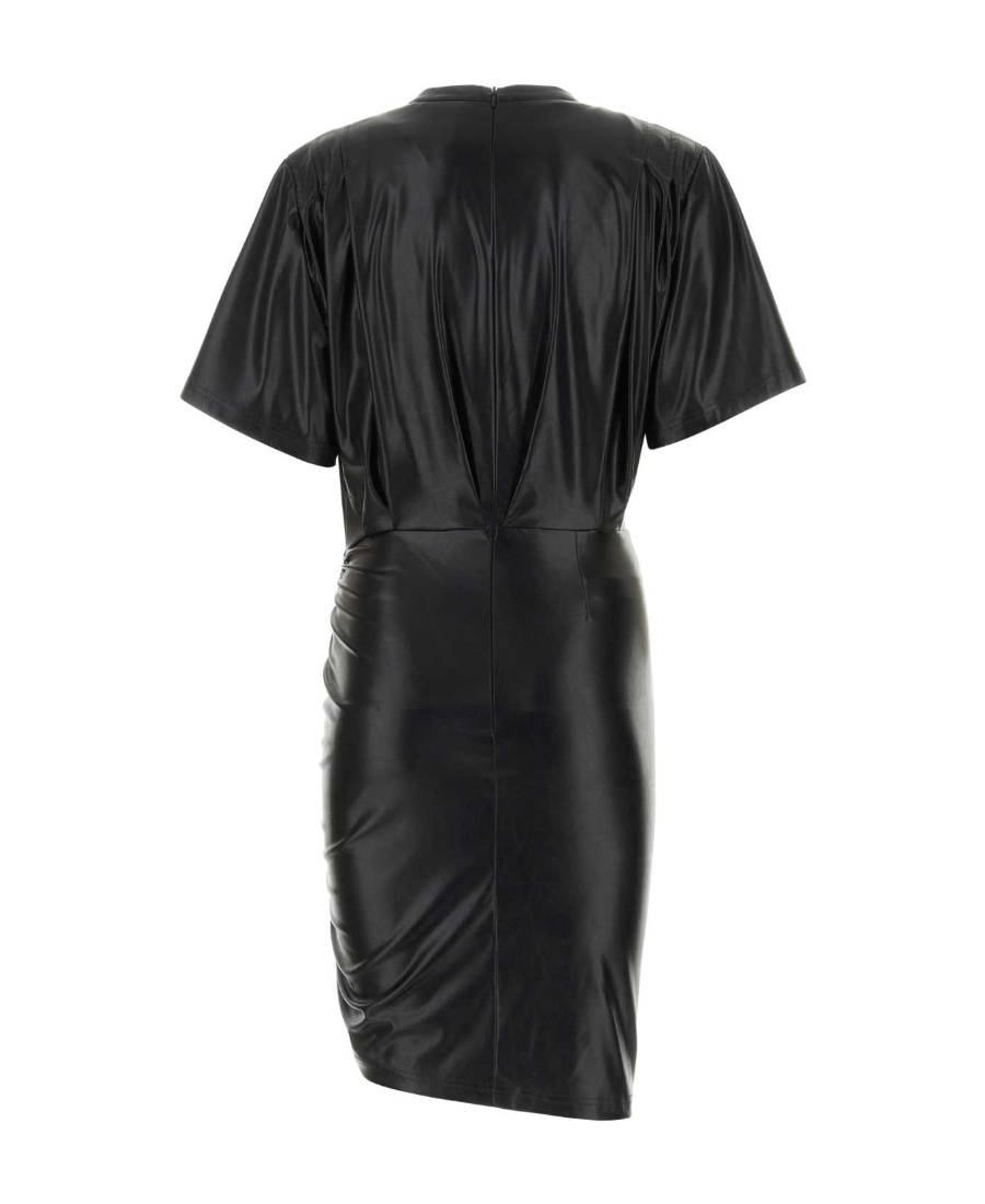 Isabel Marant Étoile Balesi Ruched Faux Leather Mini Dress In Black