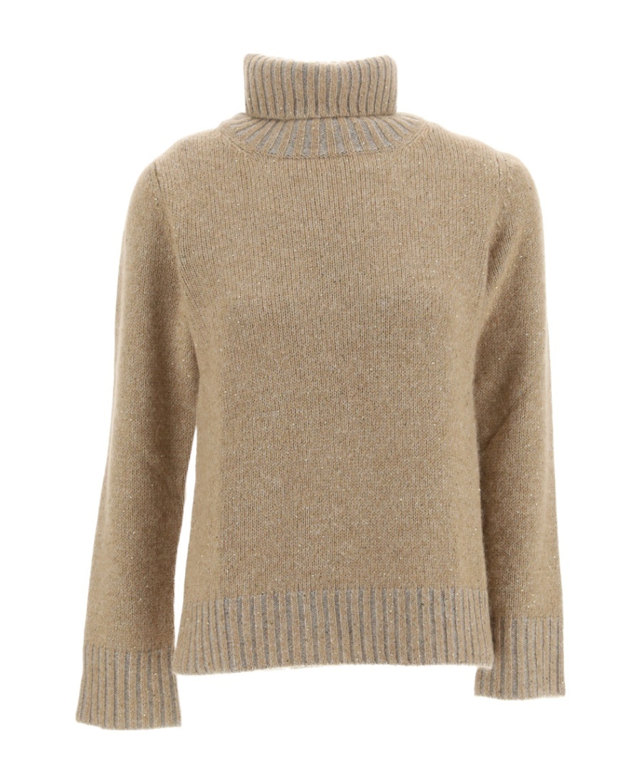 Fabiana Filippi High-neck Wool Jersey Sweater In Nude