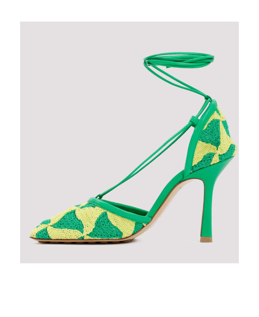 Bottega Veneta Phantom Crochet Stretch Lace-up Sandals In Green