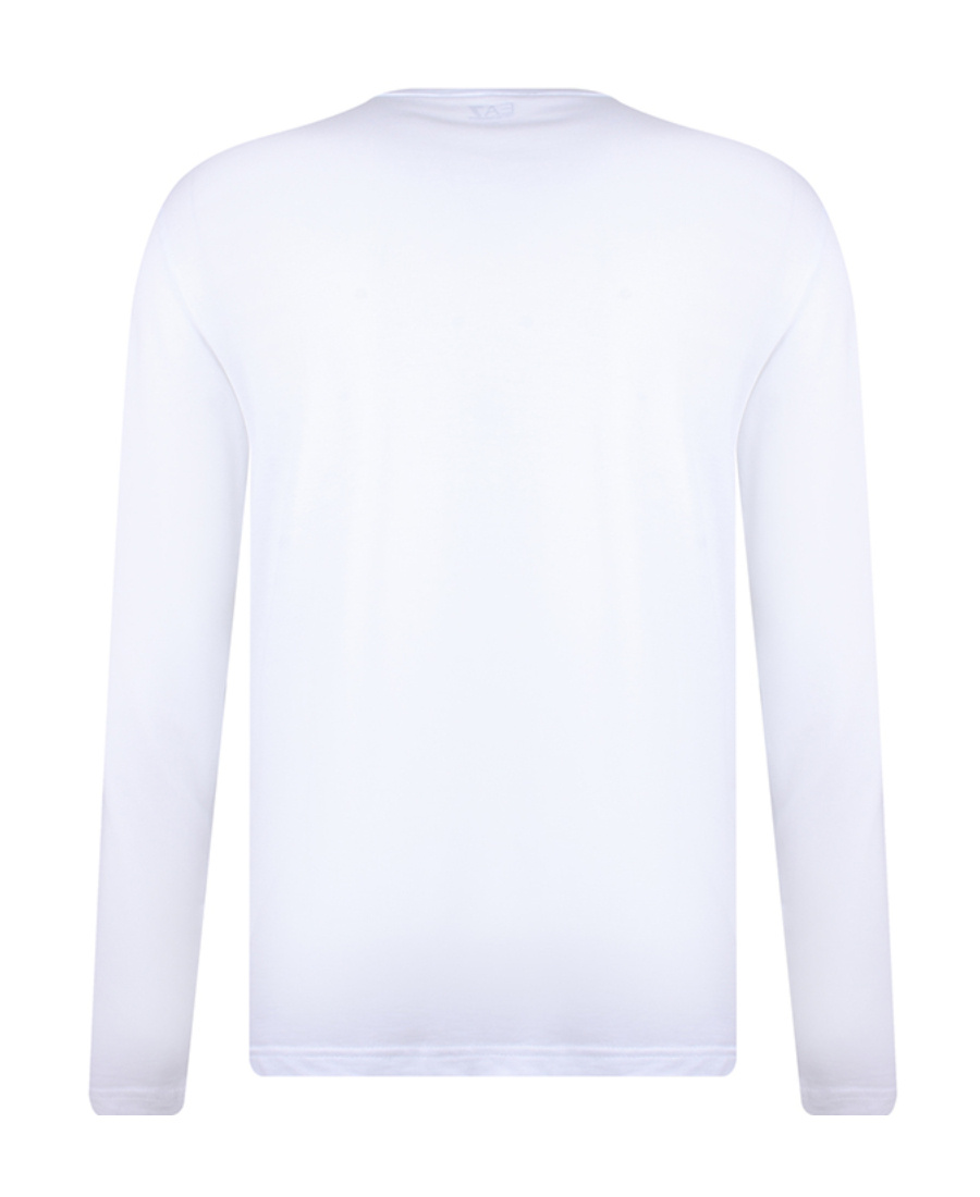 Ea7 T-shirt With Round Neck And Long Sleeves In White