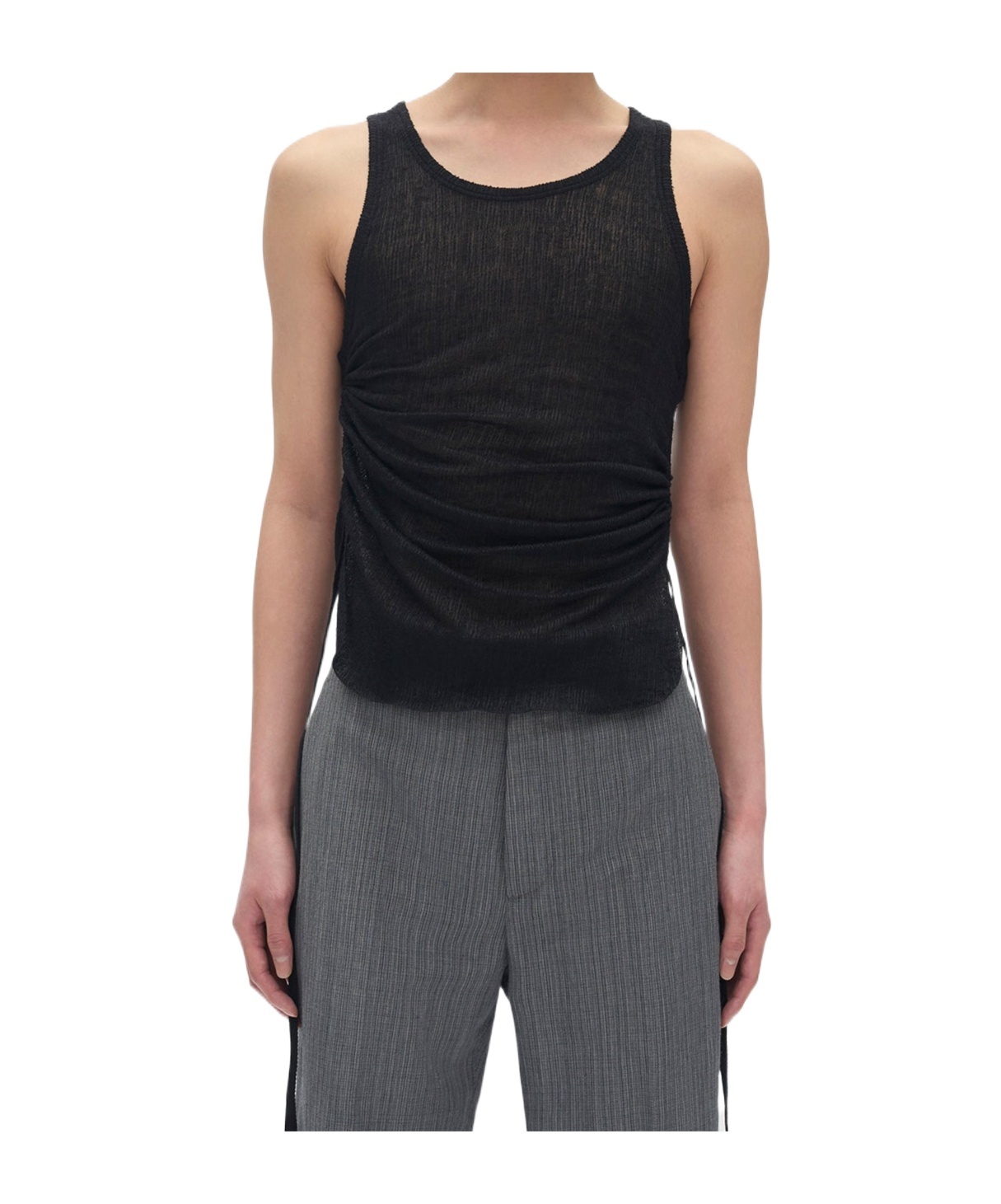 Ann Demeulemeester Pleated Cropped Vest In Black