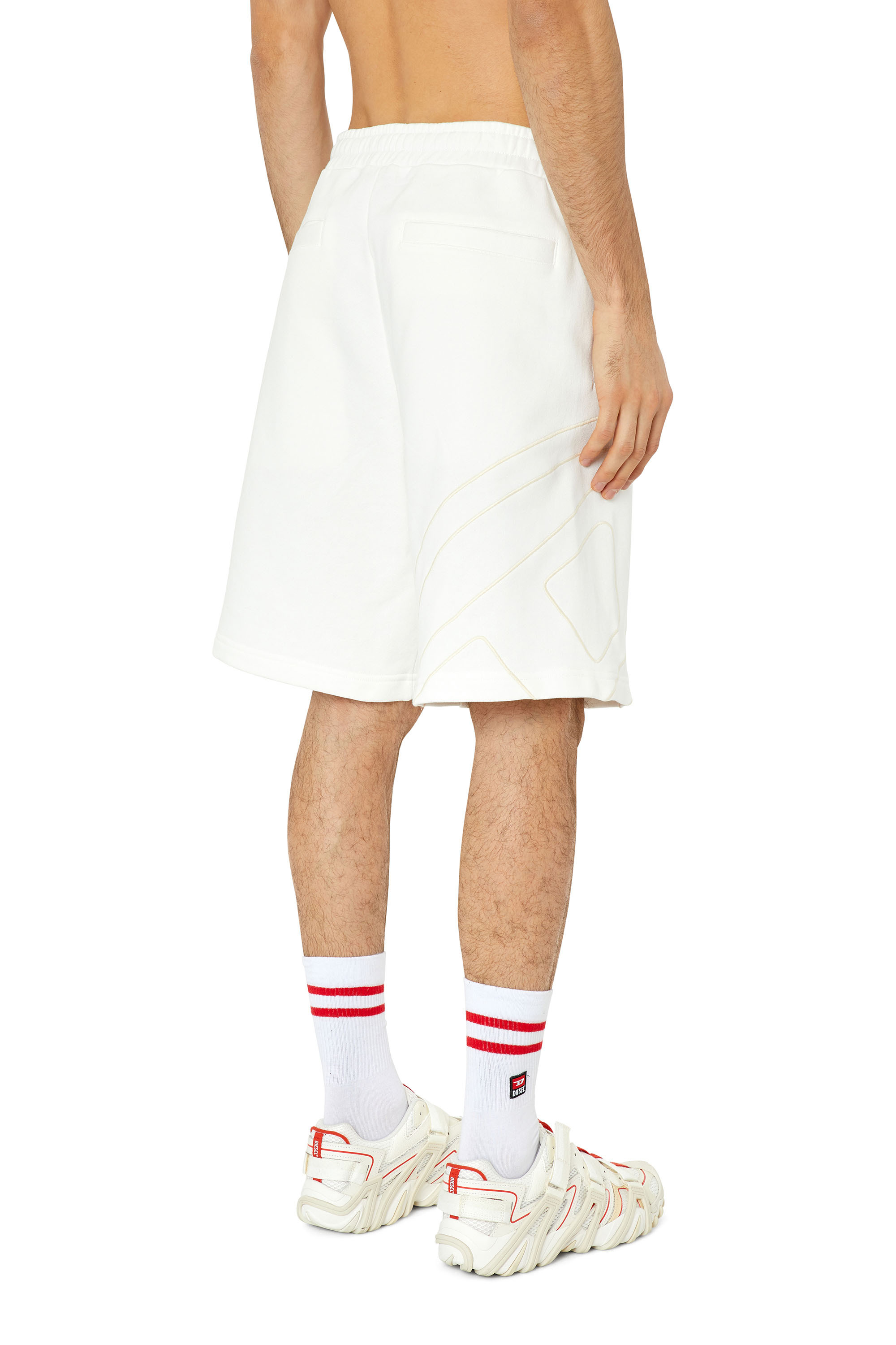 Diesel Embroidered-logo Cotton Short In White